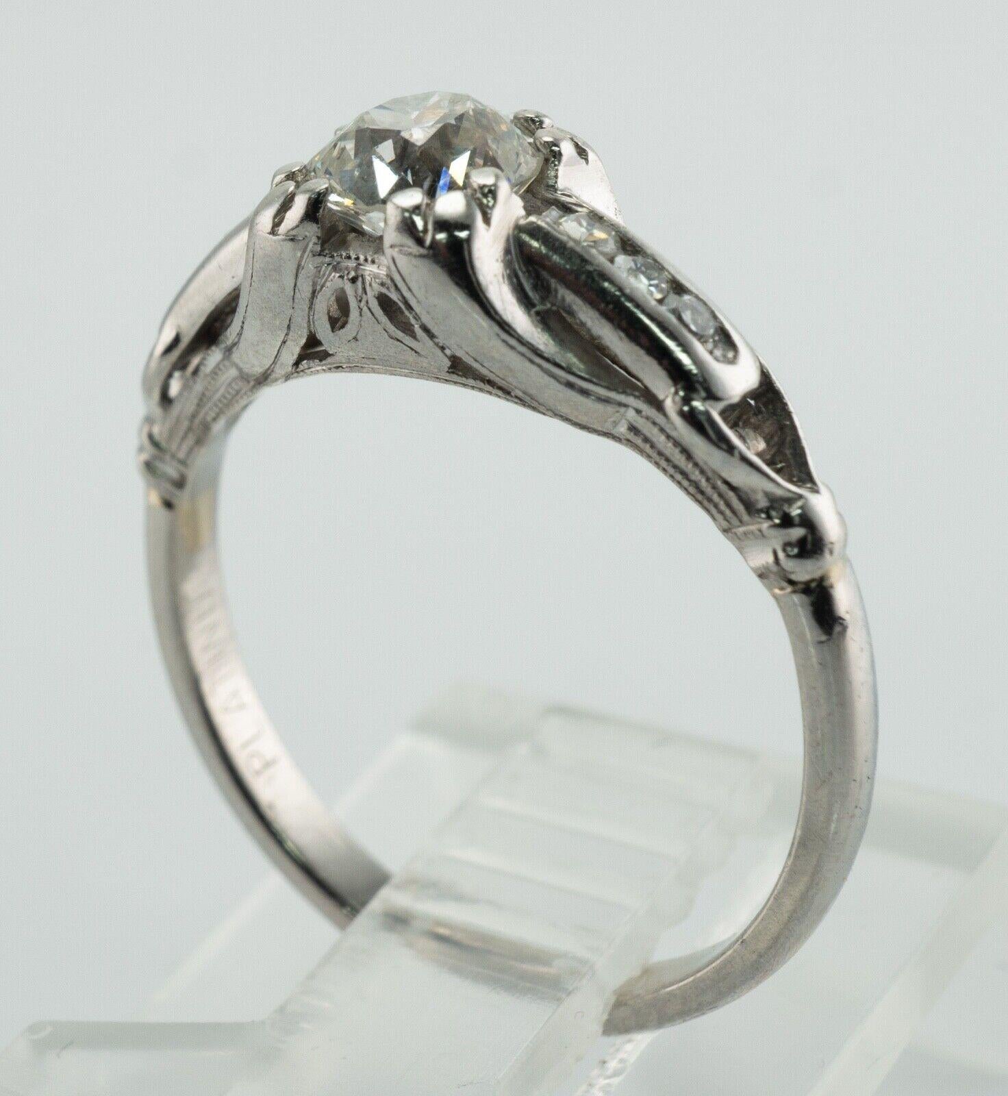 Old European Diamond Ring Platinum Engagement .56cttw For Sale 5