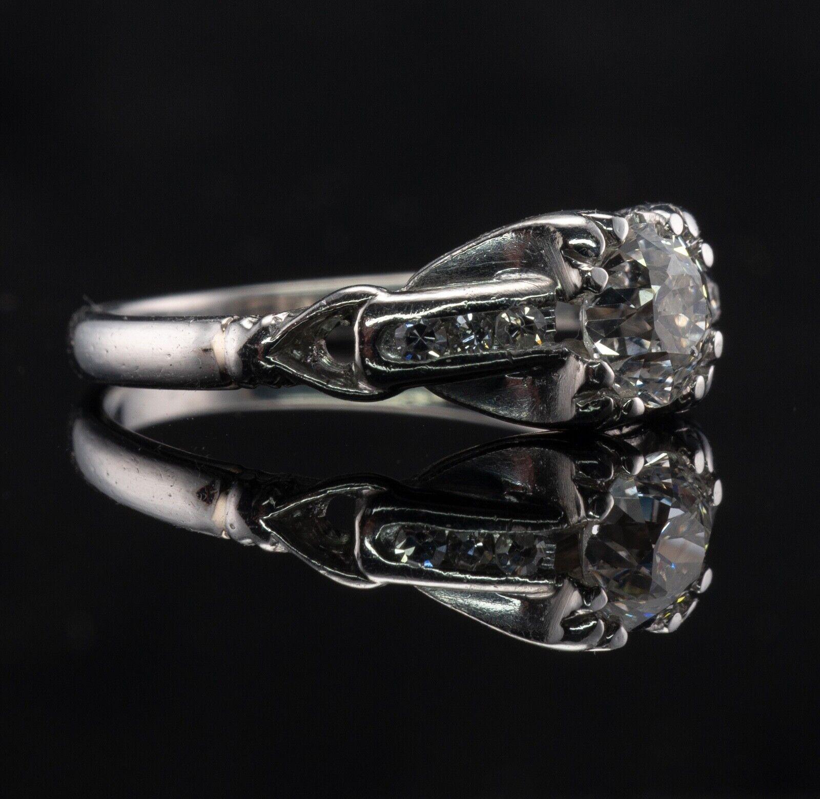 Old European Diamond Ring Platinum Engagement .56cttw For Sale 6
