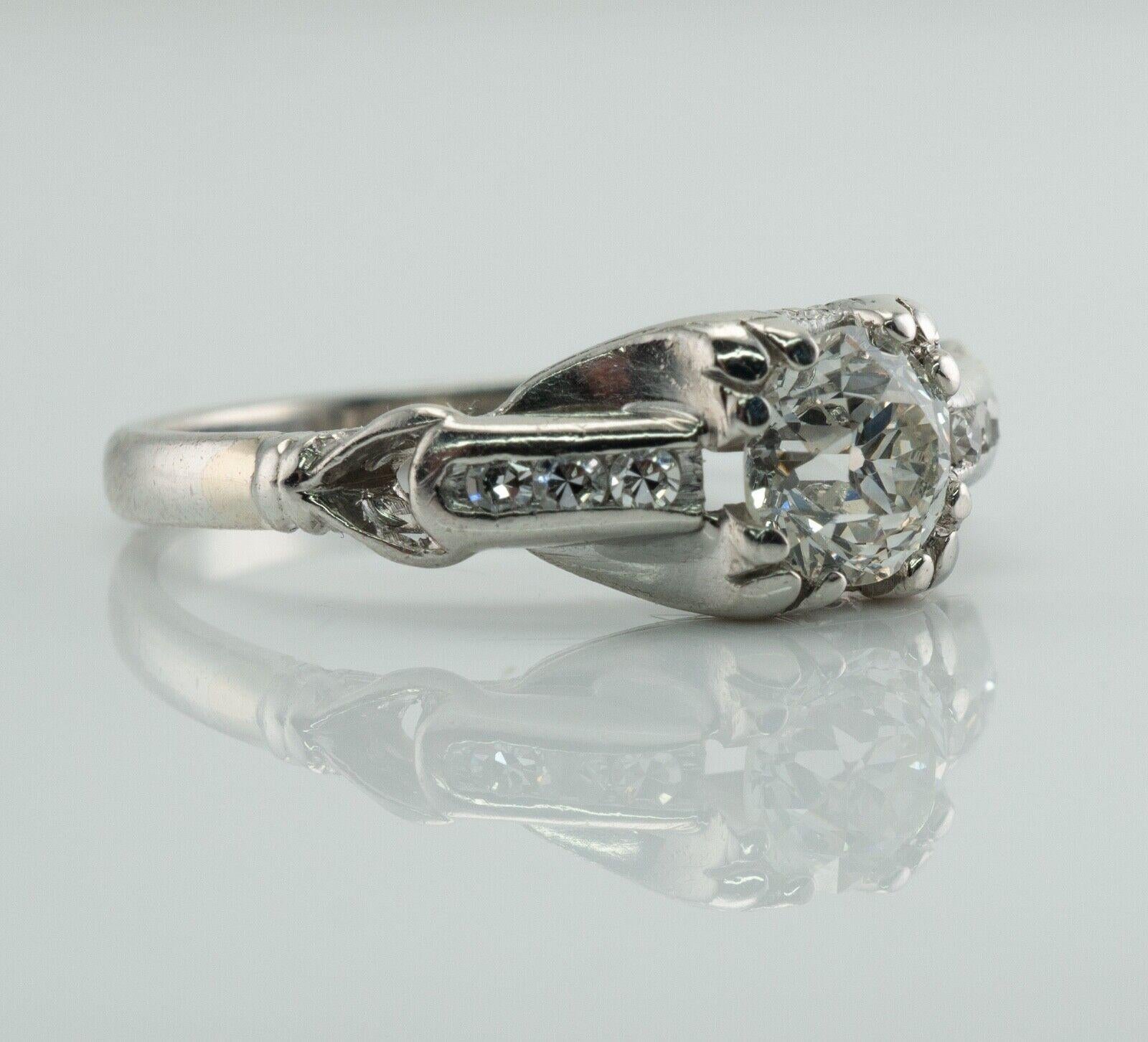 Old European Diamond Ring Platinum Engagement .56cttw For Sale 7