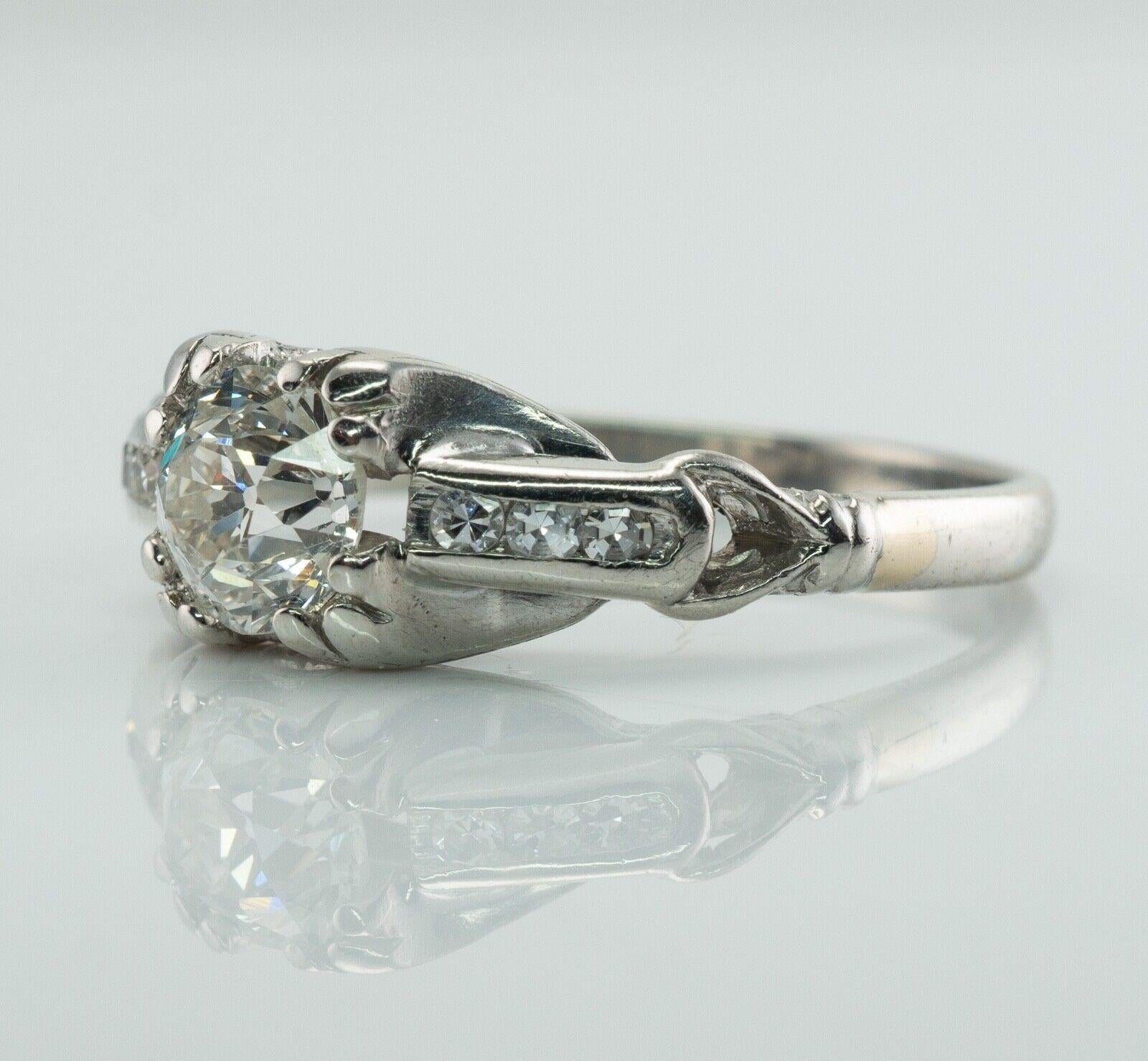 Women's Old European Diamond Ring Platinum Engagement .56cttw For Sale