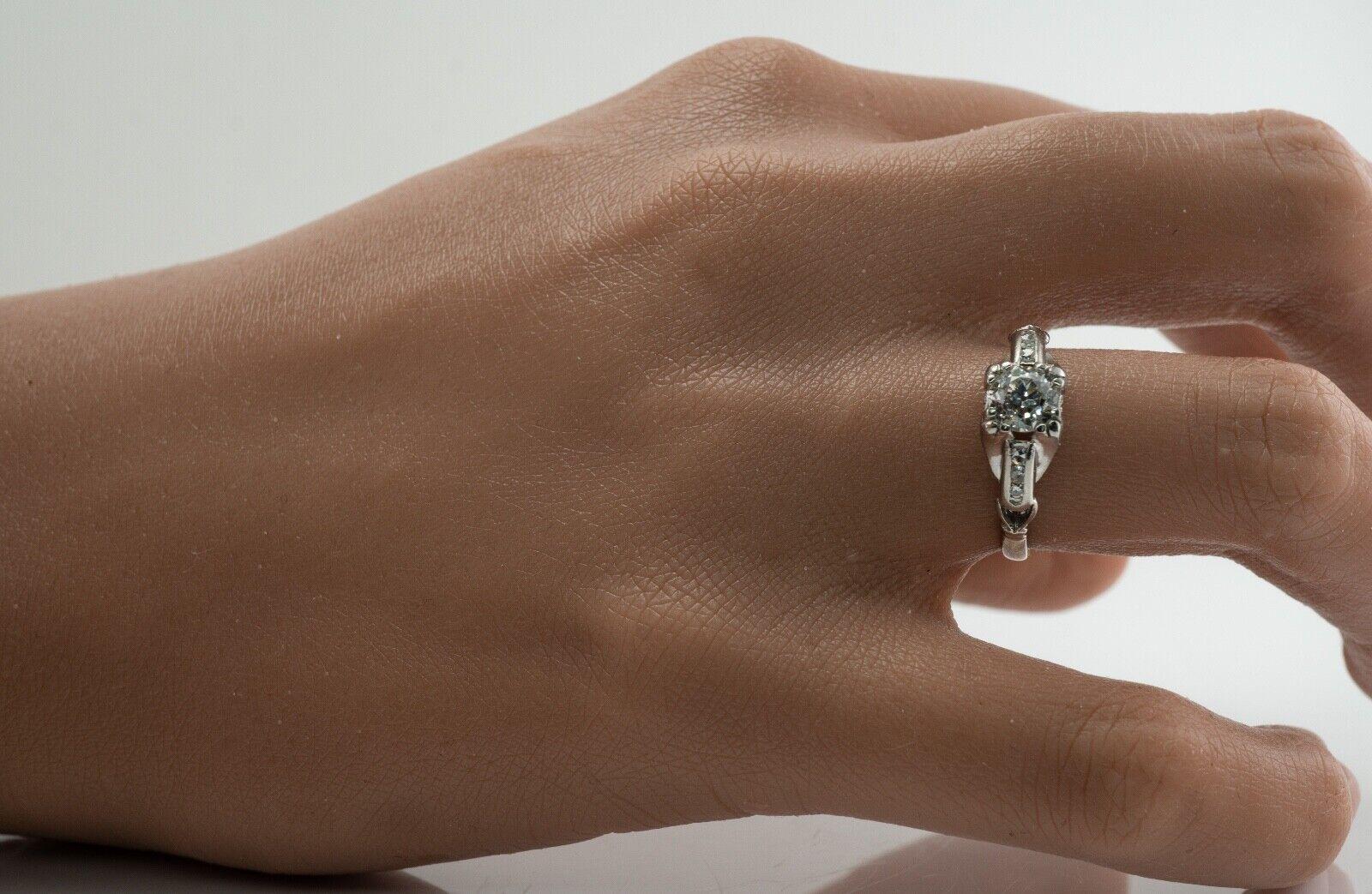 Old European Diamond Ring Platinum Engagement .56cttw For Sale 1