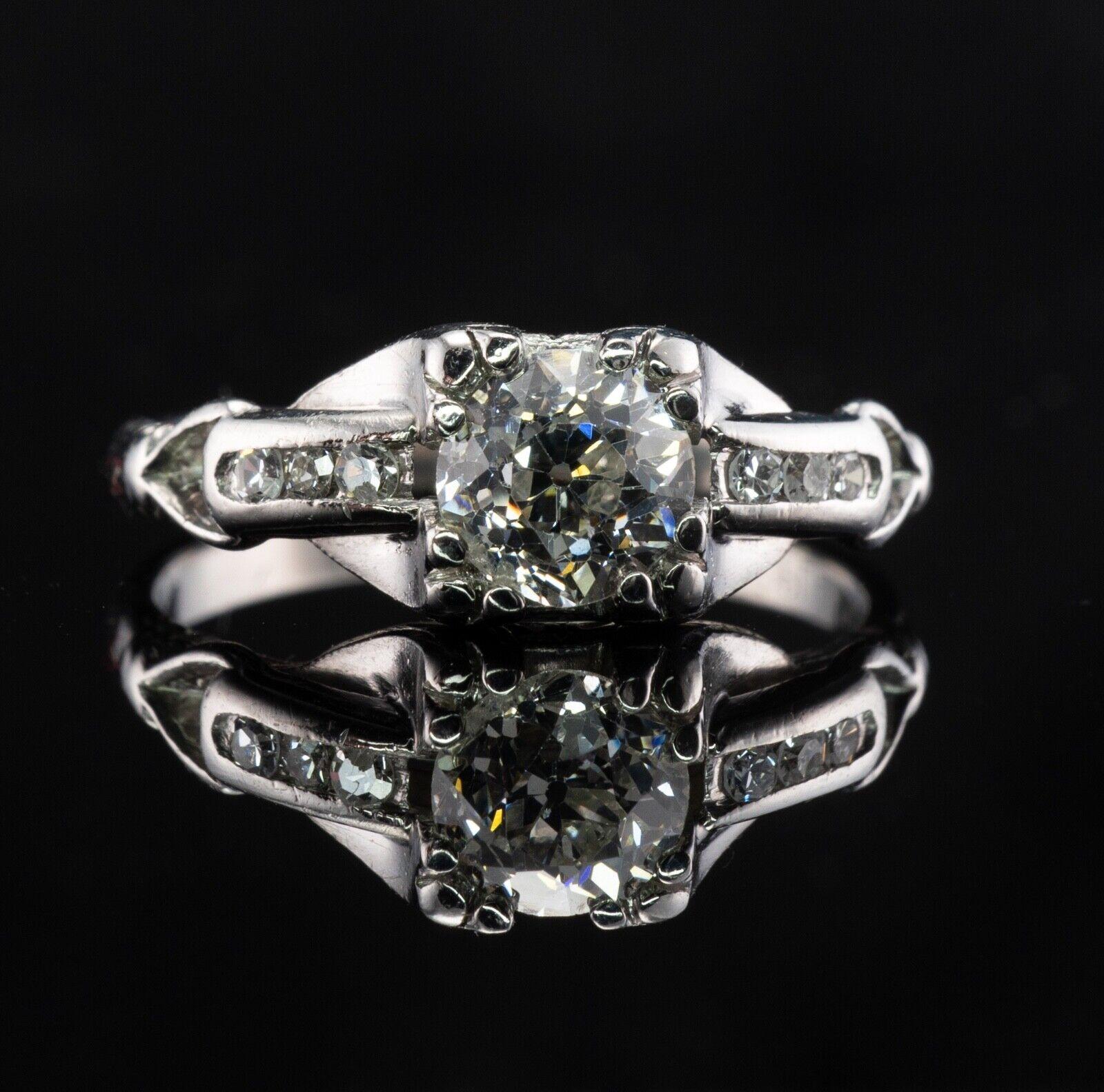 Old European Diamond Ring Platinum Engagement .56cttw For Sale 2
