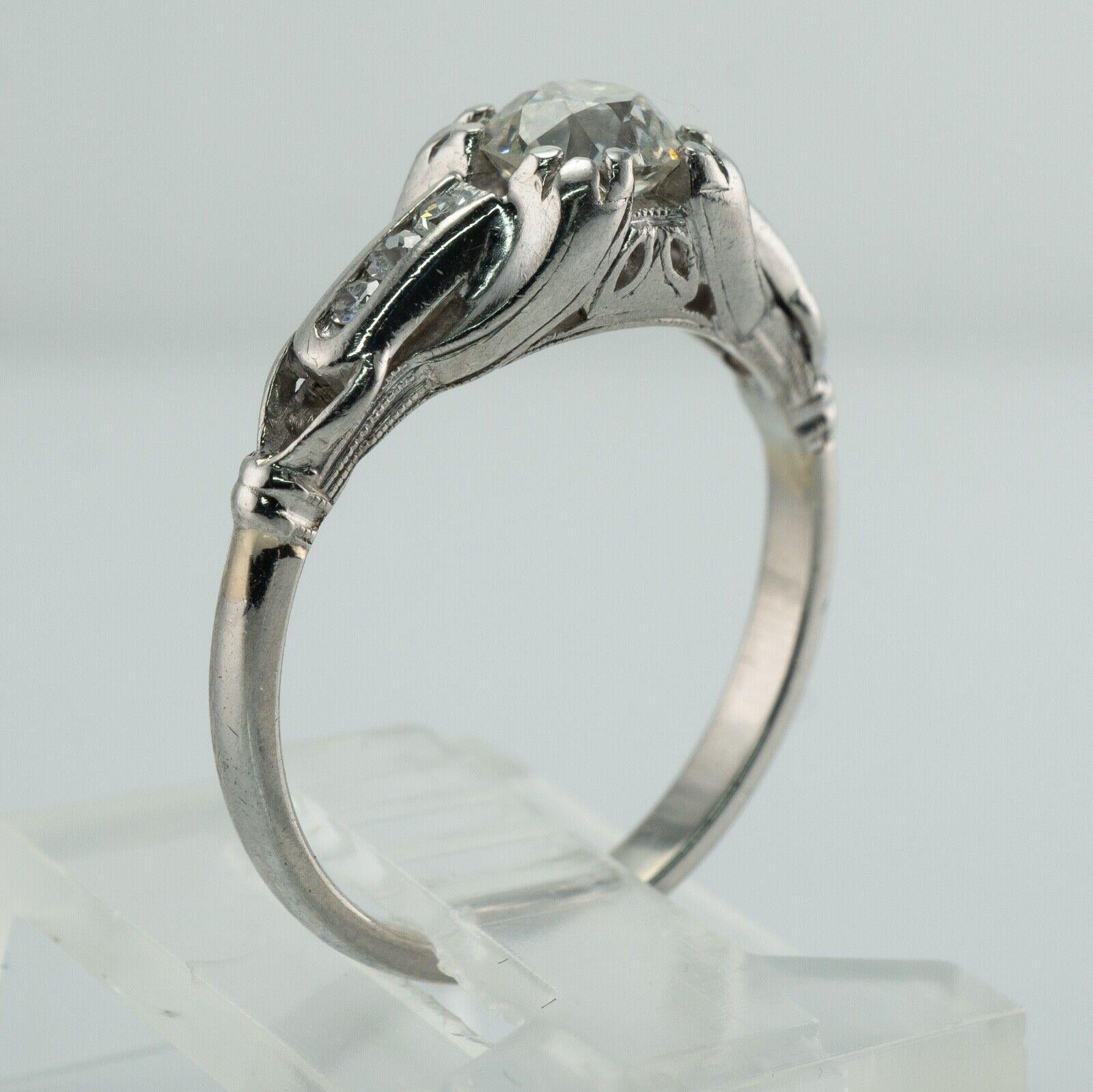 Old European Diamond Ring Platinum Engagement .56cttw For Sale 3
