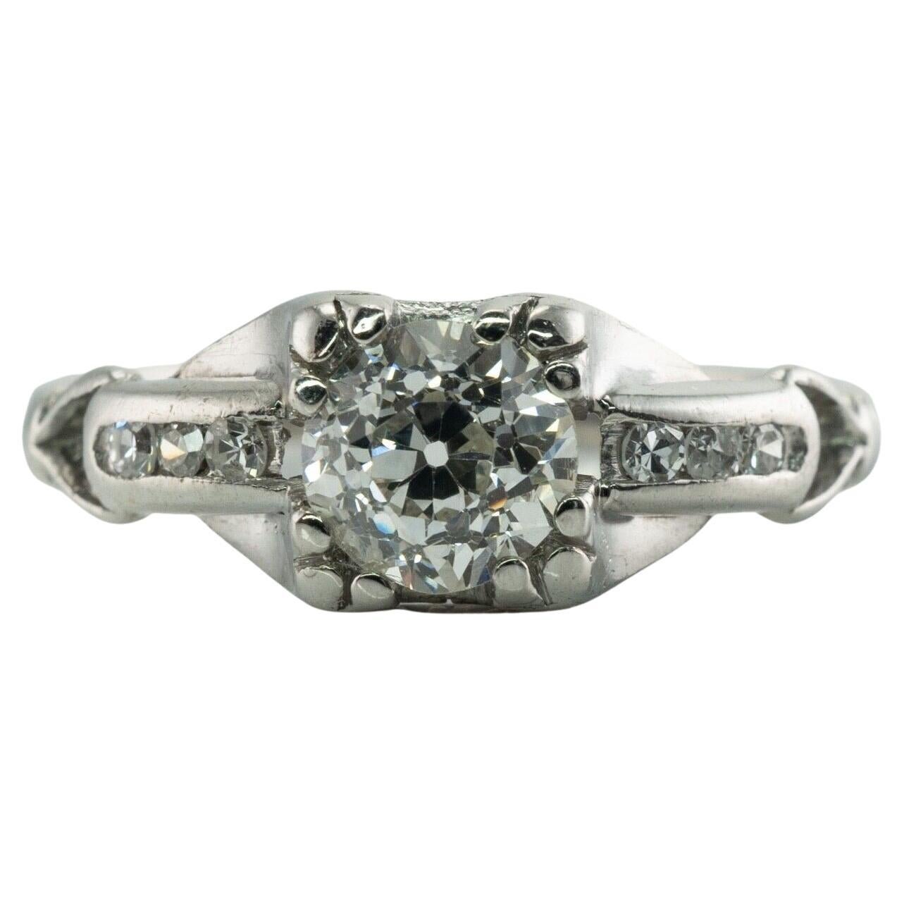 Old European Diamond Ring Platinum Engagement .56cttw For Sale