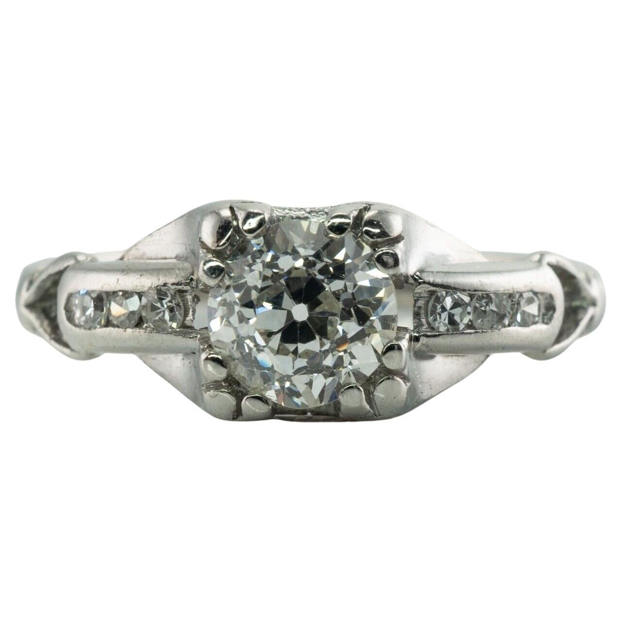Old European Diamantring Platin Verlobungsring .56cttw