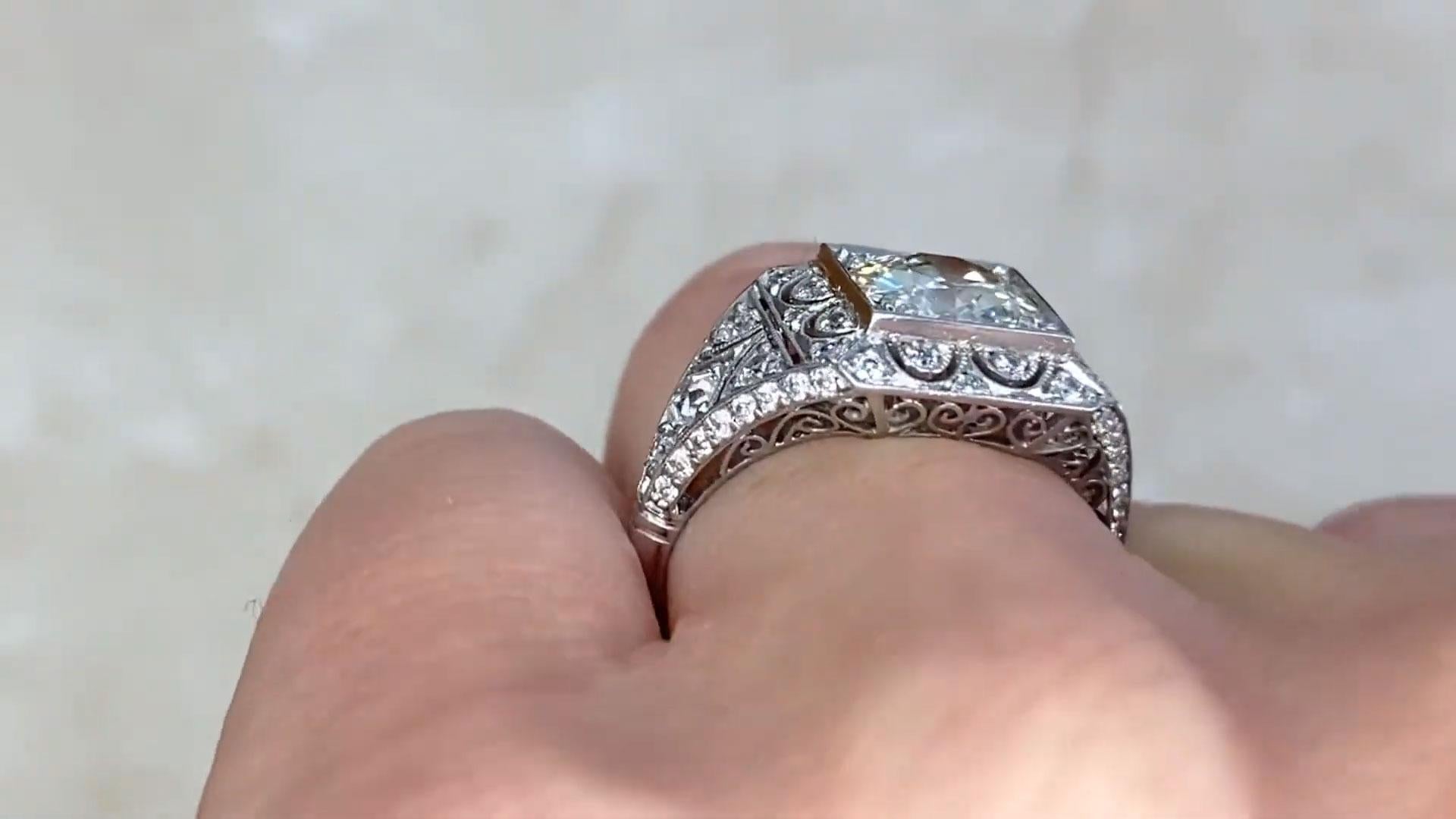De las mujeres Anillo cuadrado de diamantes europeos antiguos, Anillo de diamantes antiguos (aprox. 1,50 quilates) en venta