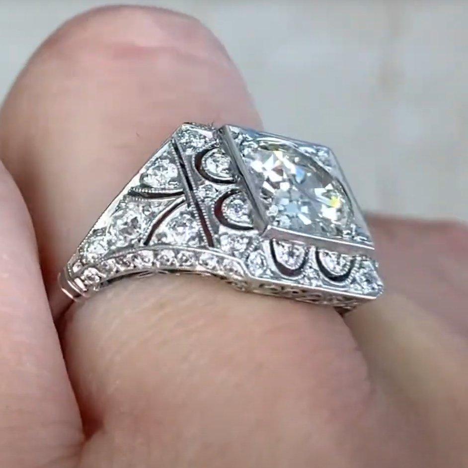 Old European Cut Old European Diamond Square Ring, Antique Diamond Ring (Approx. 1.50-Carats) For Sale