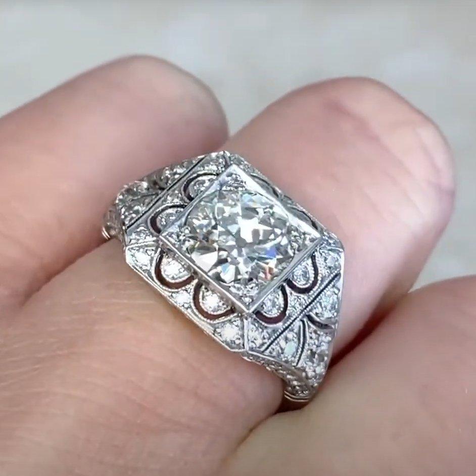Women's Old European Diamond Square Ring, Antique Diamond Ring (Approx. 1.50-Carats) For Sale