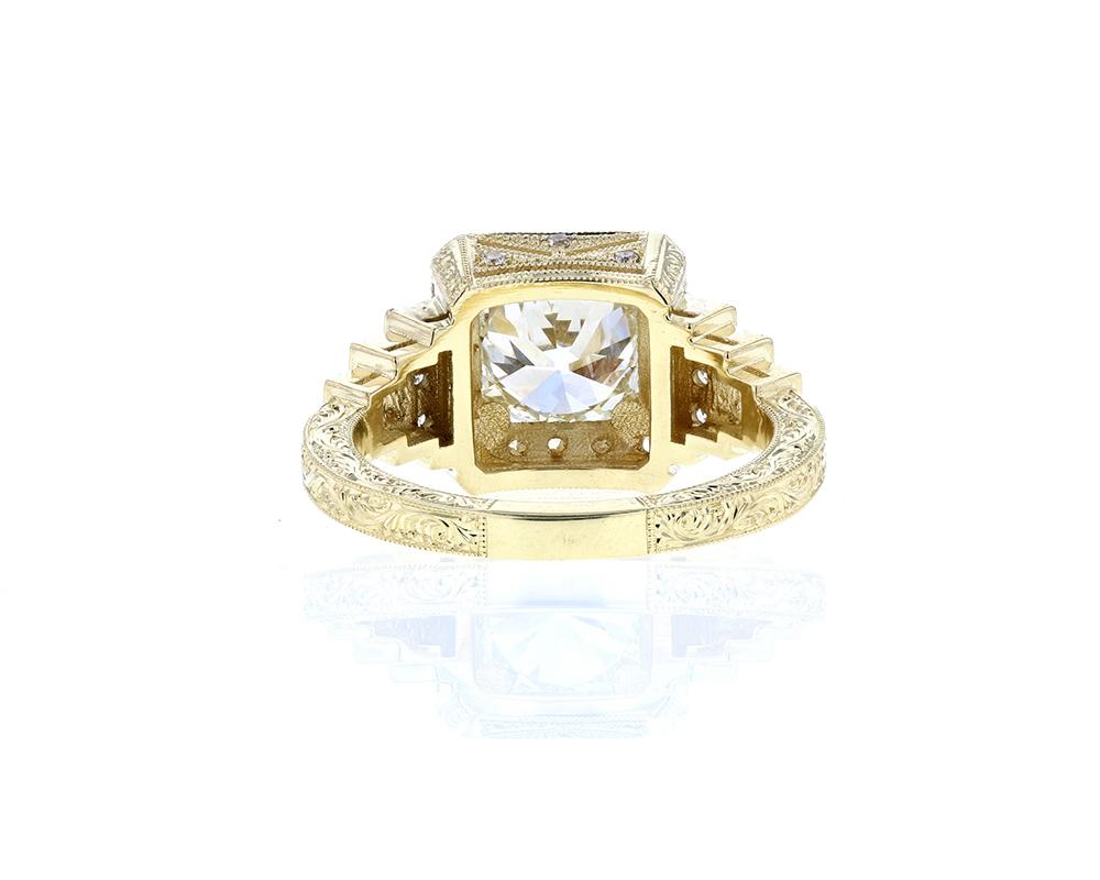 Old European Cut Old European Diamond Vintage Engagement Ring in Yellow Gold For Sale