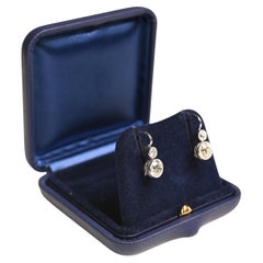 Old European Earrings. 2.80ct Diamond Dangle Earrings Platinum Euro Back J VS1