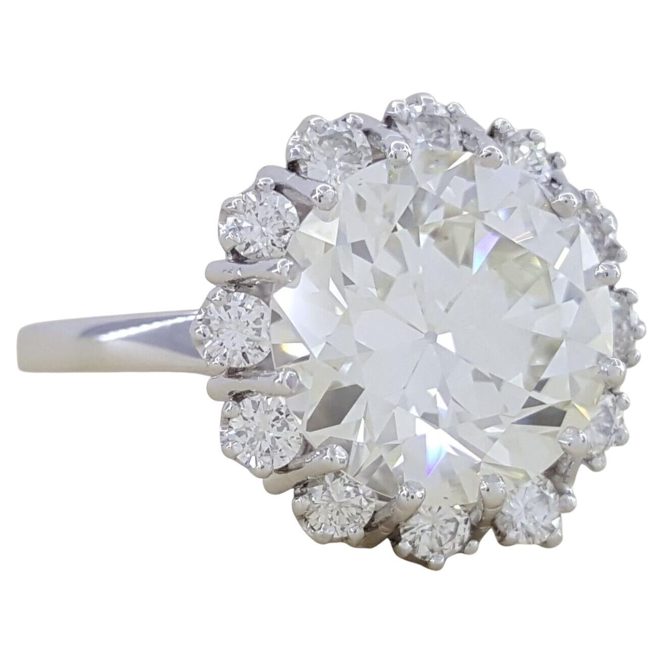 Old European Cut Old European GIA Certified 3.50 Carat Diamond Three Stone Ring Flawless For Sale