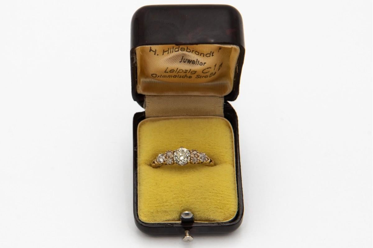 Old European Cut Old European Golden Diamond Ring 1.20ct, early 20th century. For Sale