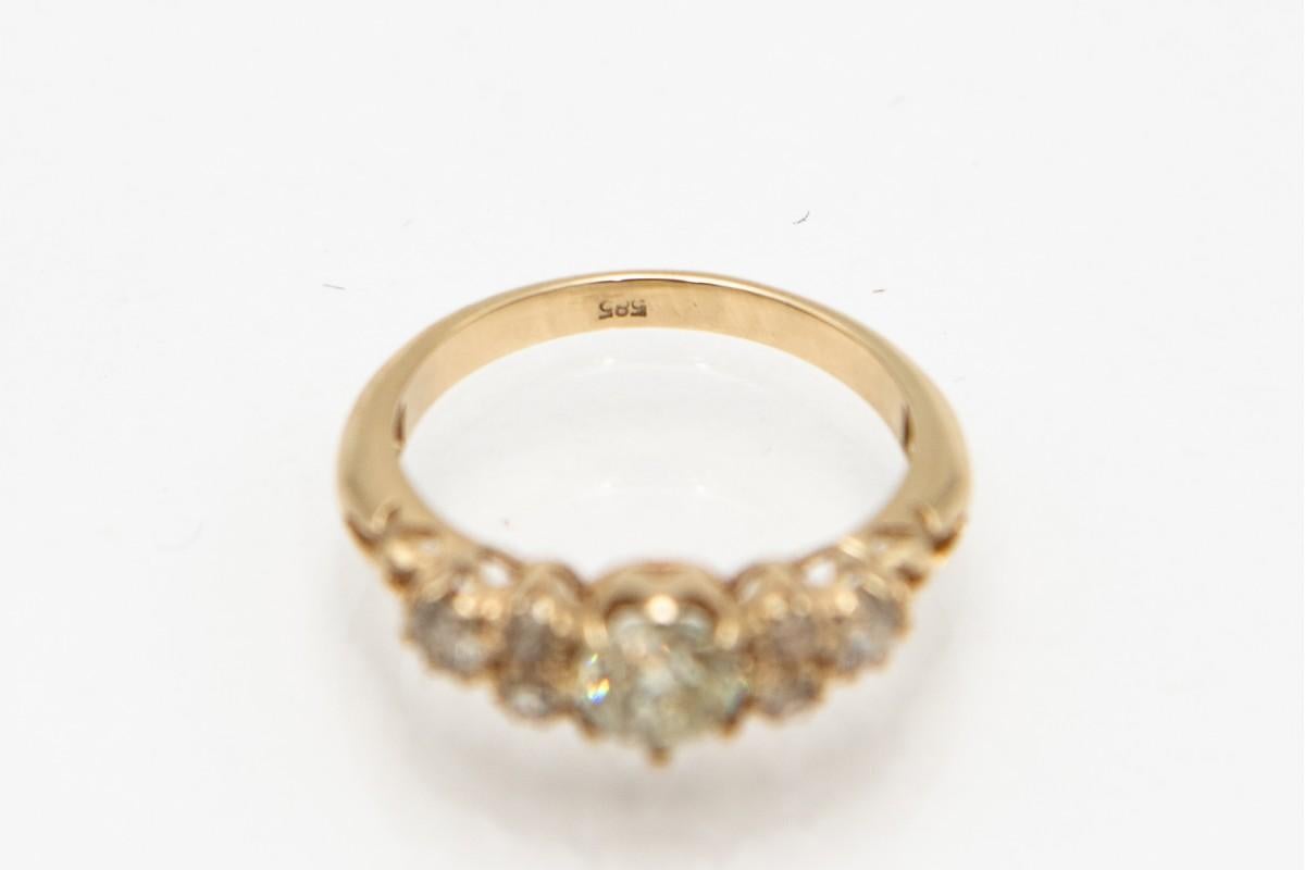 Old European Golden Diamond Ring 1.20ct, early 20th century. For Sale 1