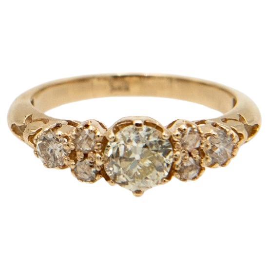 Old European Golden Diamond Ring 1.20ct, early 20th century.