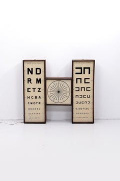 Old Eye Test Optician Cabinet Wood with Glass, 1950 Spain