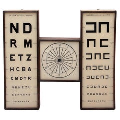 Old Eye Test Optician Cabinet Wood with Glass, 1950 Spain