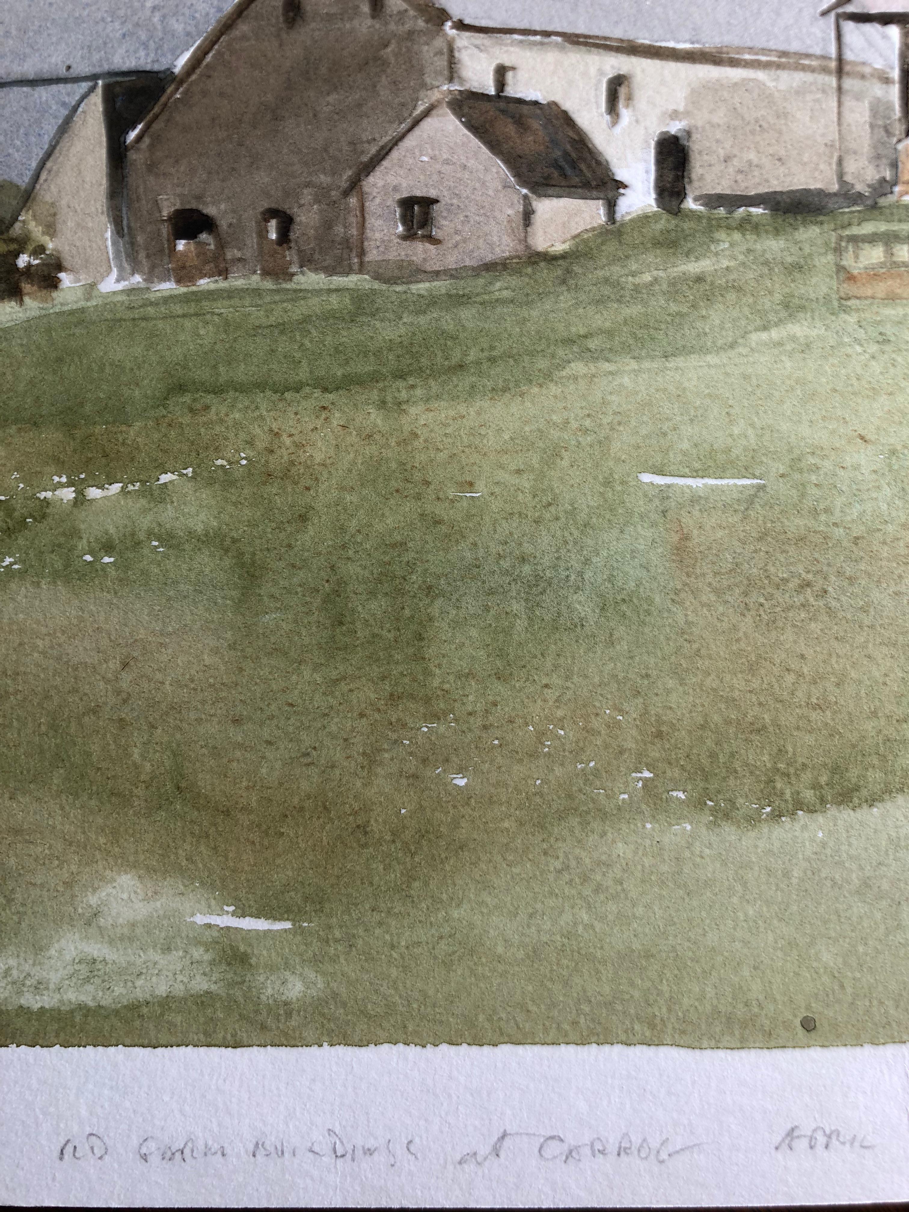 Old Farm Buildings at Carrog, Original British Watercolour Painting In Excellent Condition For Sale In Cirencester, GB