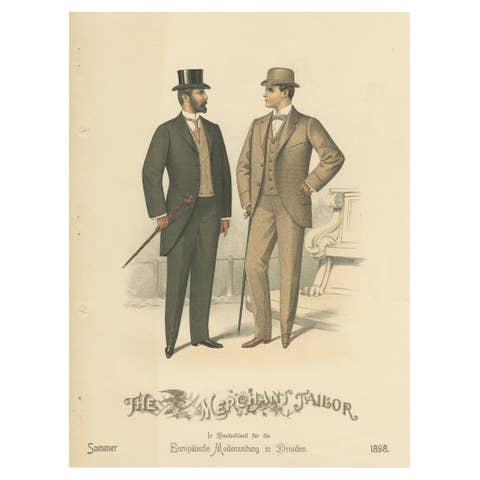 Old Fashion Print of Men Illustrating the Fashion Trends of the Summer of 1898