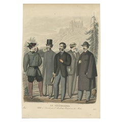 « Old Fashion Print of Various Men Illustrating the Fashion Trends of May, 1862 » (illustration des tendances de la mode de mai)