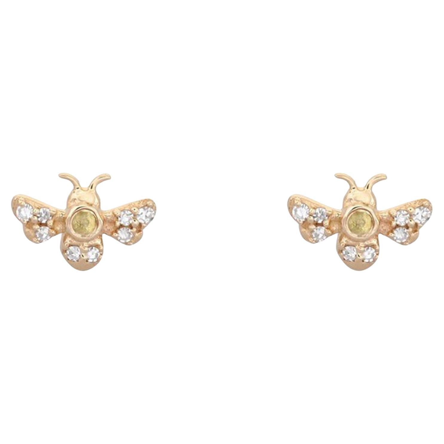 Ohrstecker aus 14-karätigem Gelbgold mit Diamanten (0,06 Karat insgesamt)
