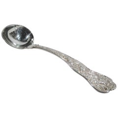 Old Fashioned English Sterling Silver Shell Ladle with Stag Hunt