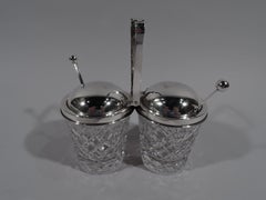 Old Fashioned Hawkes Sterling Silver & Glass Double Jam Jar