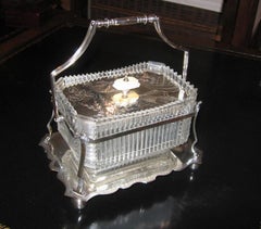 Old Fattorini Cut Crystal  & Silver Plate Serving Dish From England