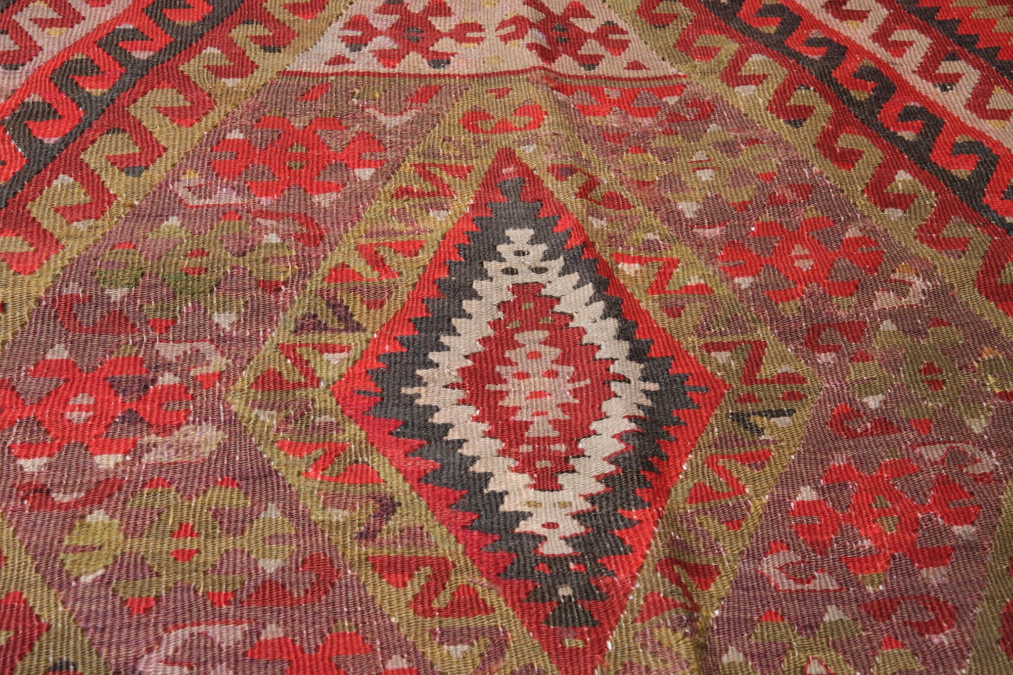 Caucasian Old Fethiye Kilim Western Anatolian Rug Turkish Carpet For Sale
