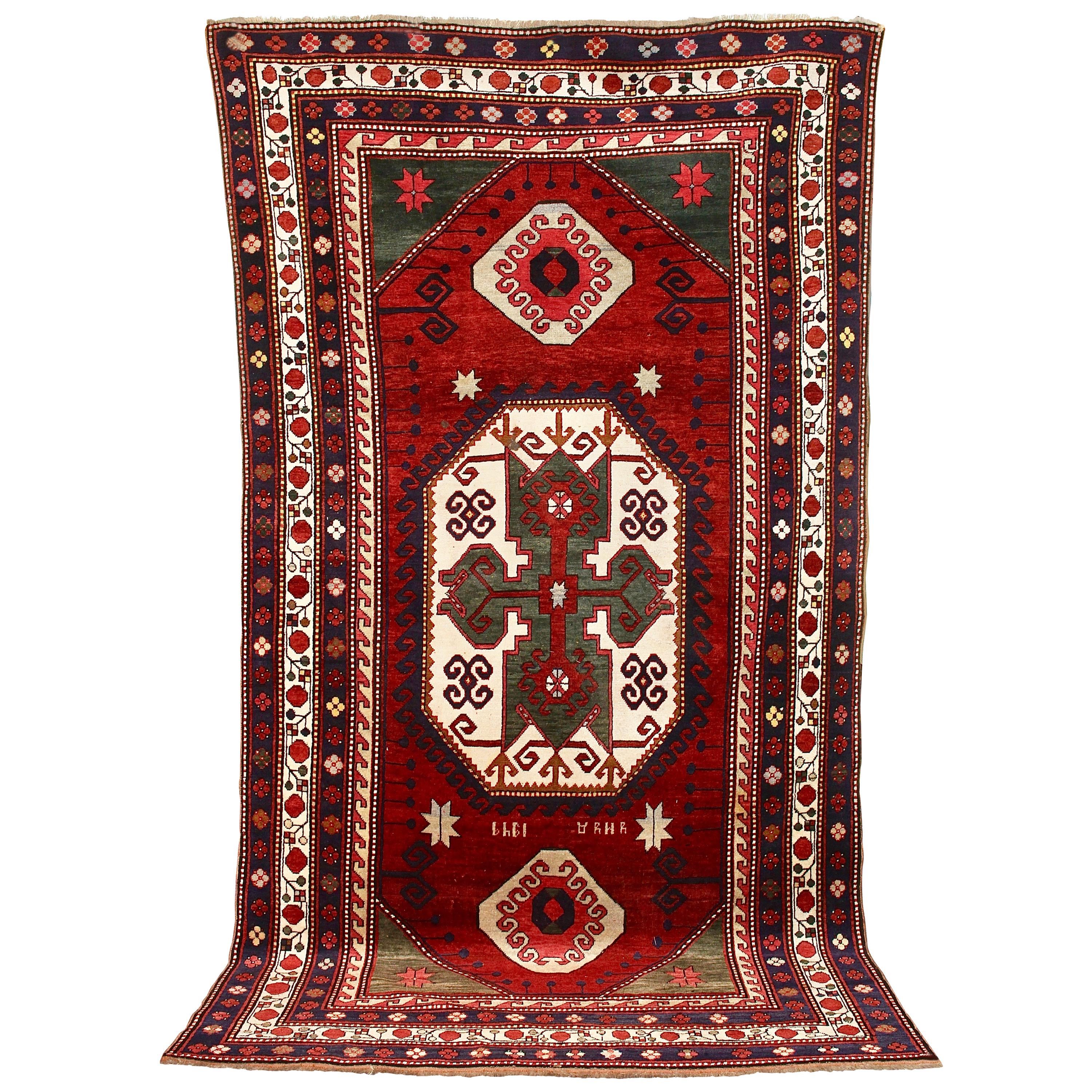 Old Fine Caucasian Carpet, Rug, Kazak, So-Called "Lori Pambak", Hand Knotted