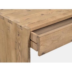 Old Fir Writing Desk or Console with Two Drawers, Made in Italy