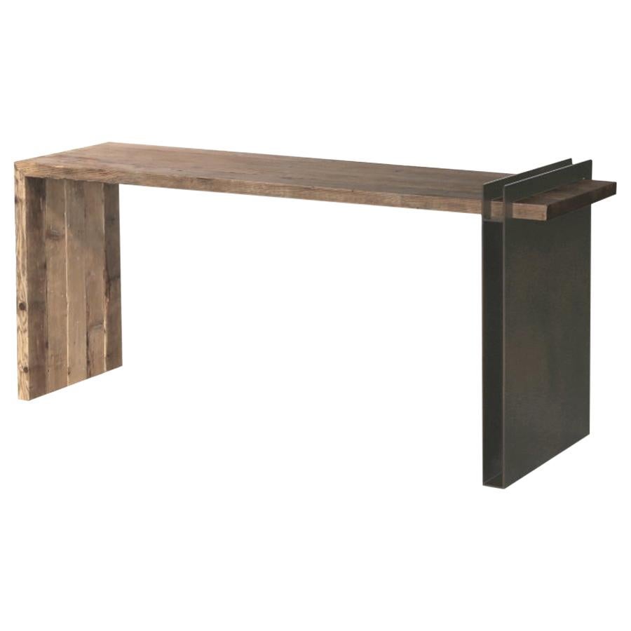 Schreibtisch / Konsole aus altem Tannenholz und Eisen:: Made in Italy im Angebot