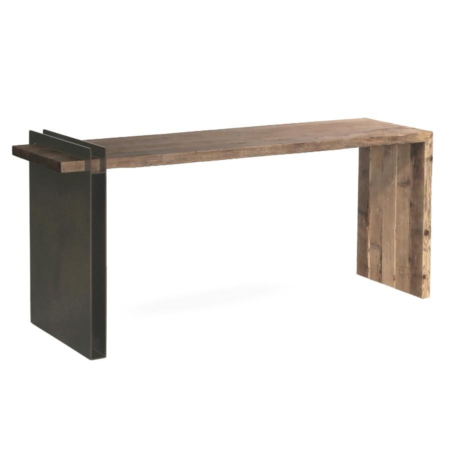 Schreibtisch / Konsole aus altem Tannenholz und Eisen:: Made in Italy (Italienisch) im Angebot