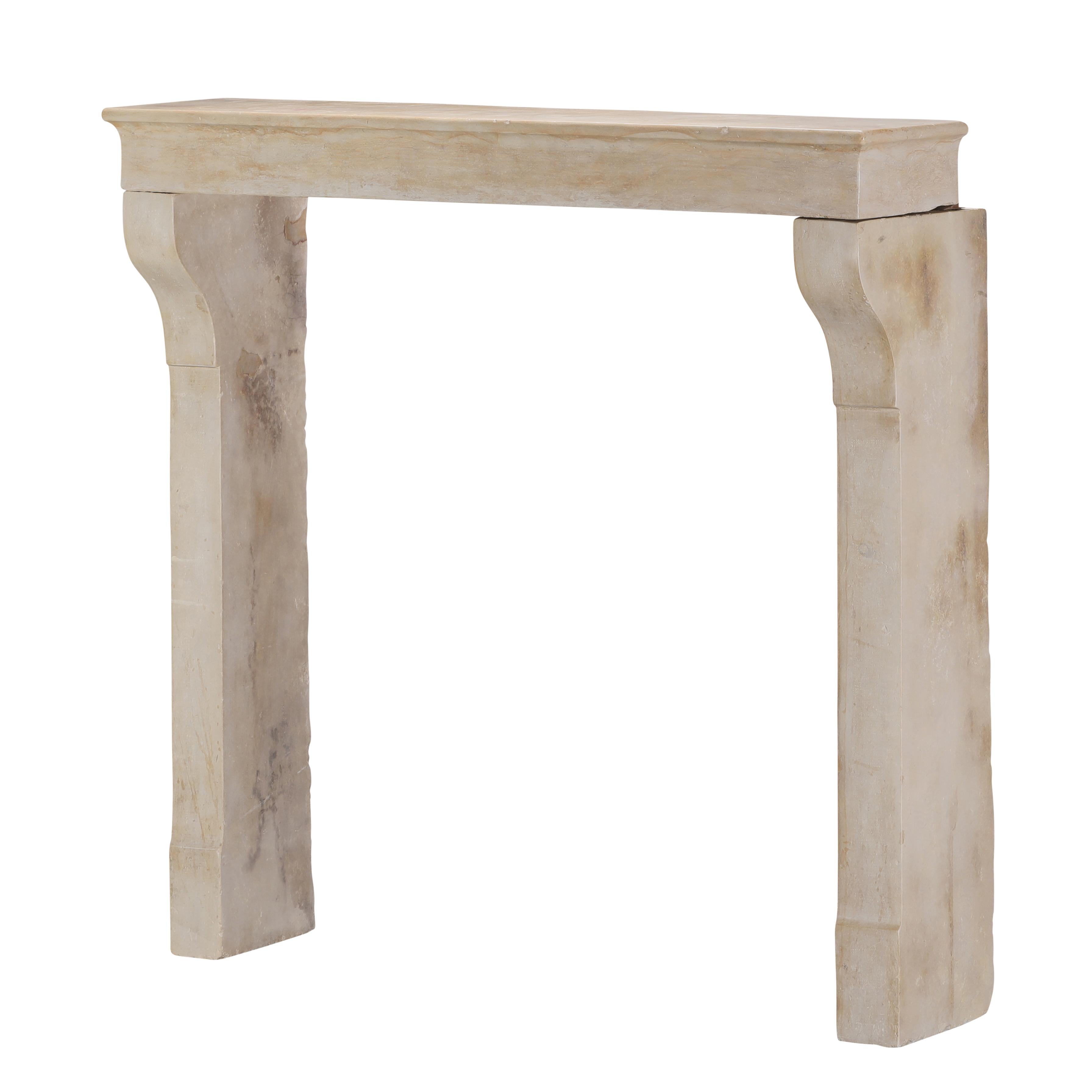 Old Fireplace - Aged Limestone - Elegant Patina - Soft Light Reflection - Design For Sale 2