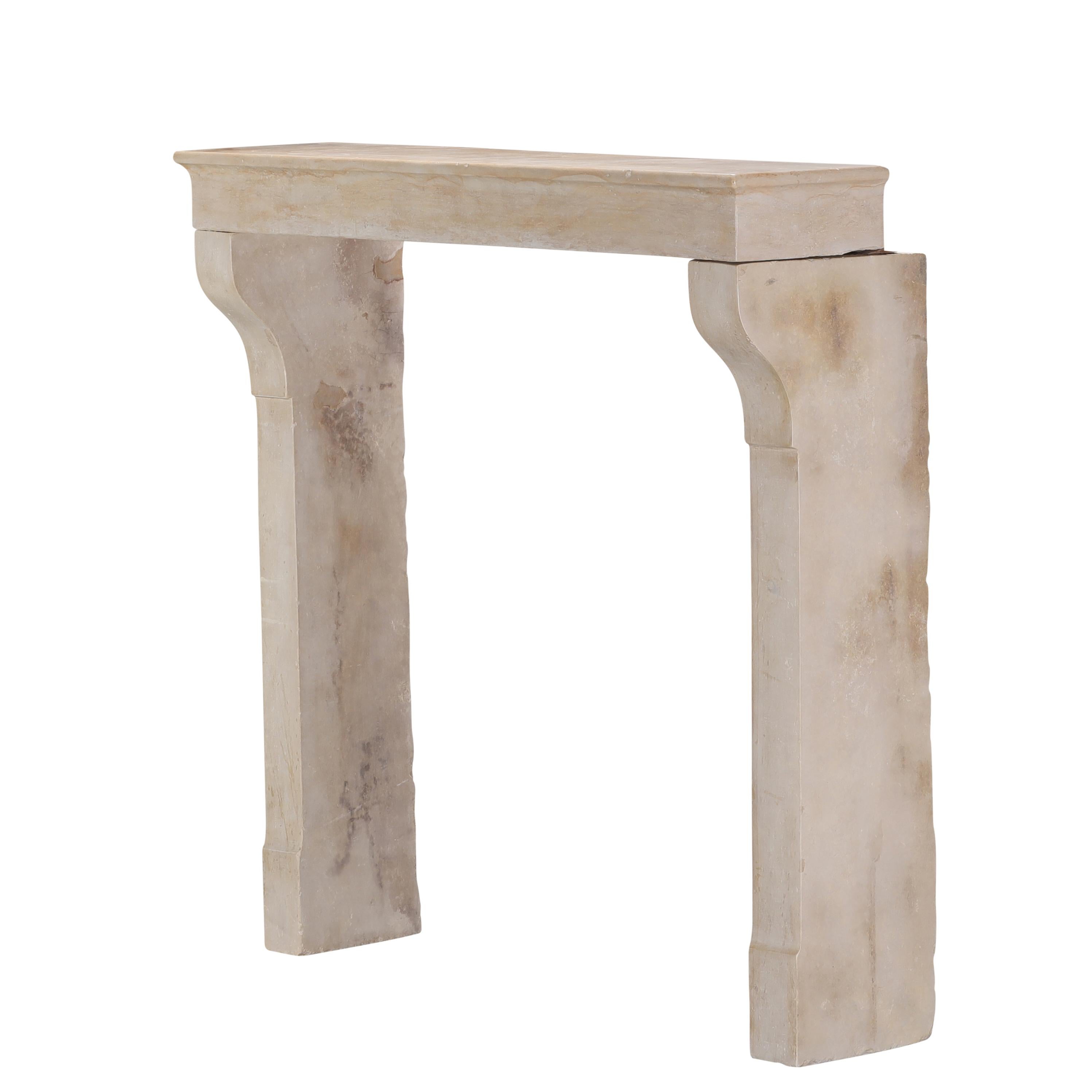 Old Fireplace - Aged Limestone - Elegant Patina - Soft Light Reflection - Design For Sale 3