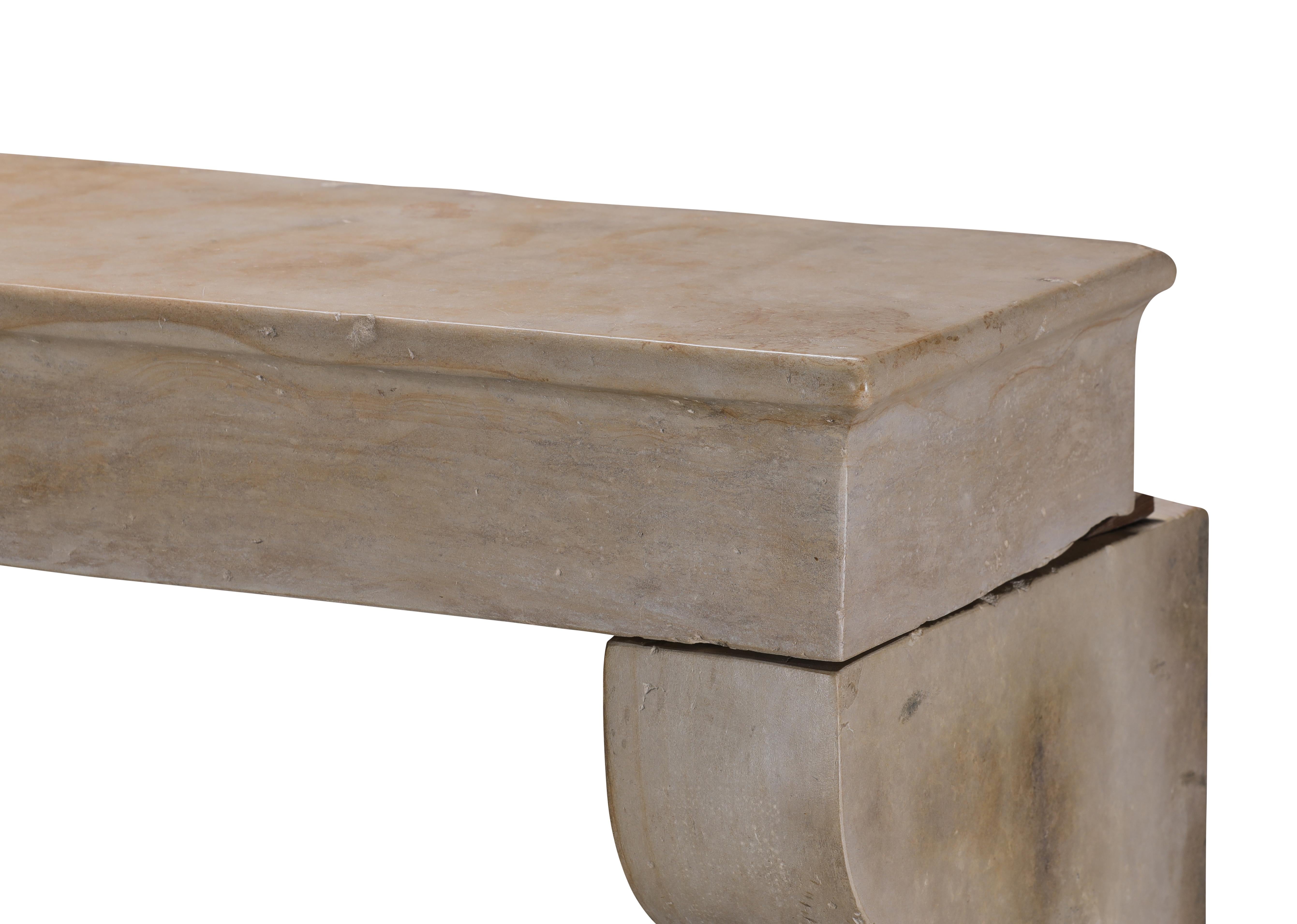 Old Fireplace - Aged Limestone - Elegant Patina - Soft Light Reflection - Design For Sale 4