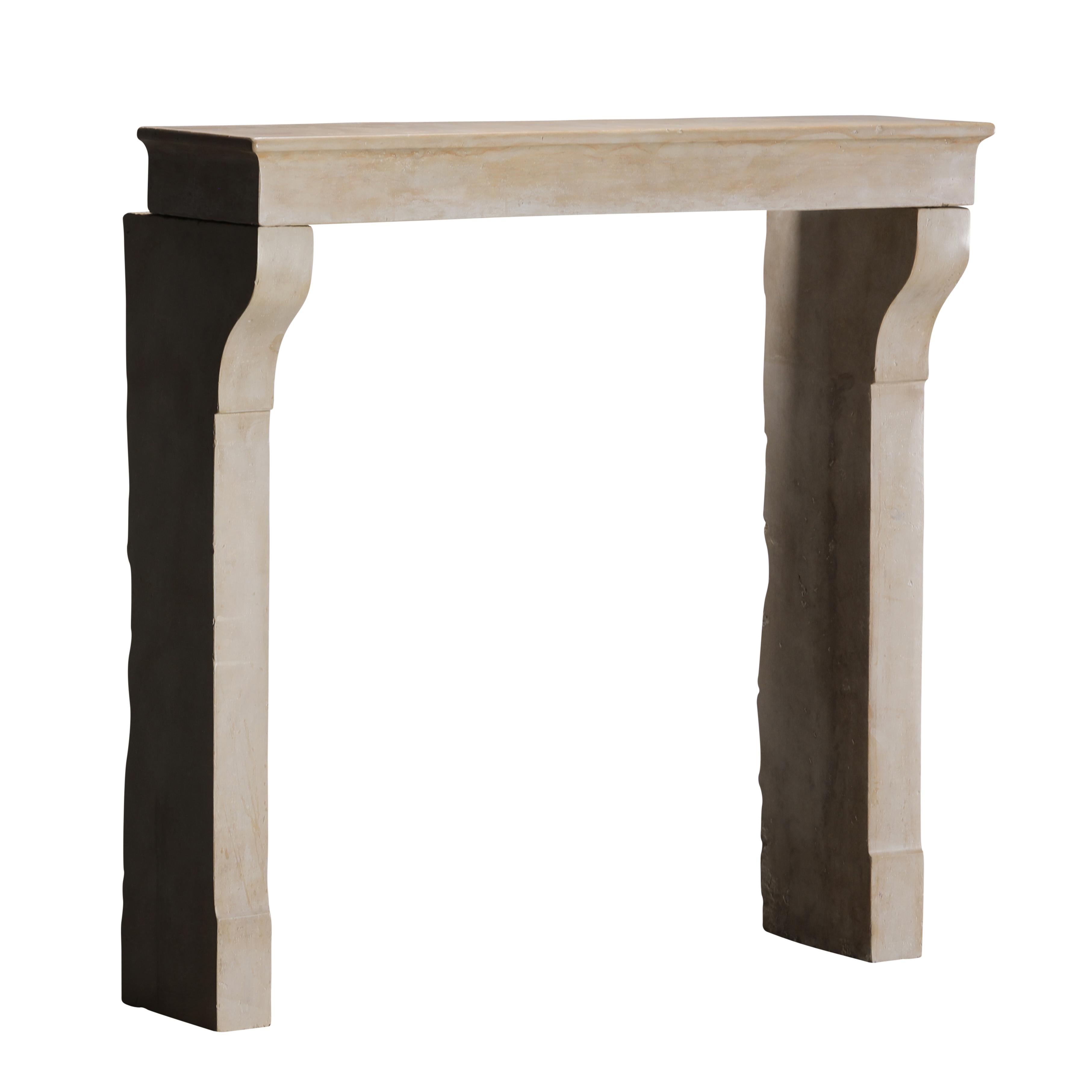 Old Fireplace - Aged Limestone - Elegant Patina - Soft Light Reflection - Design For Sale 5