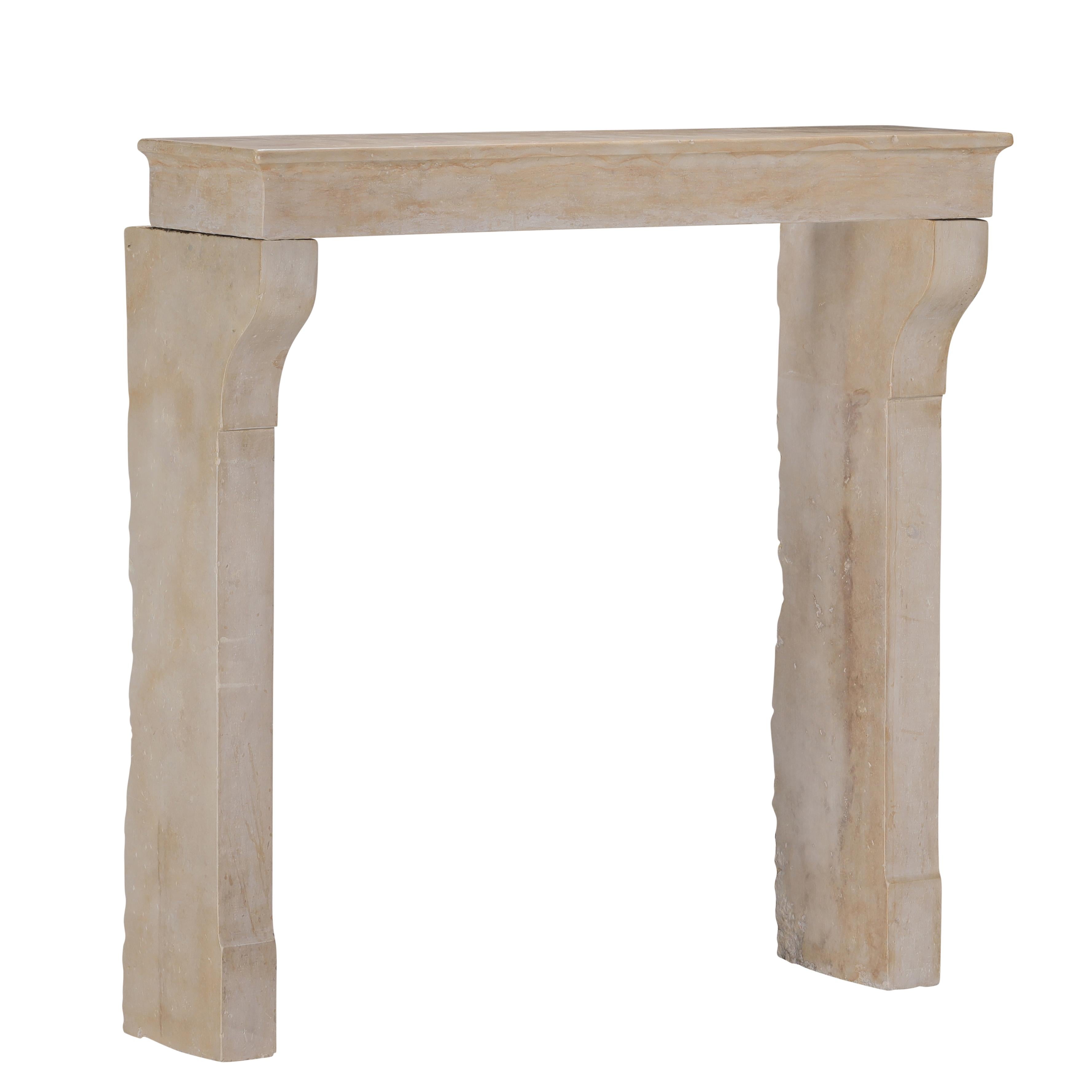 Old Fireplace - Aged Limestone - Elegant Patina - Soft Light Reflection - Design For Sale 6