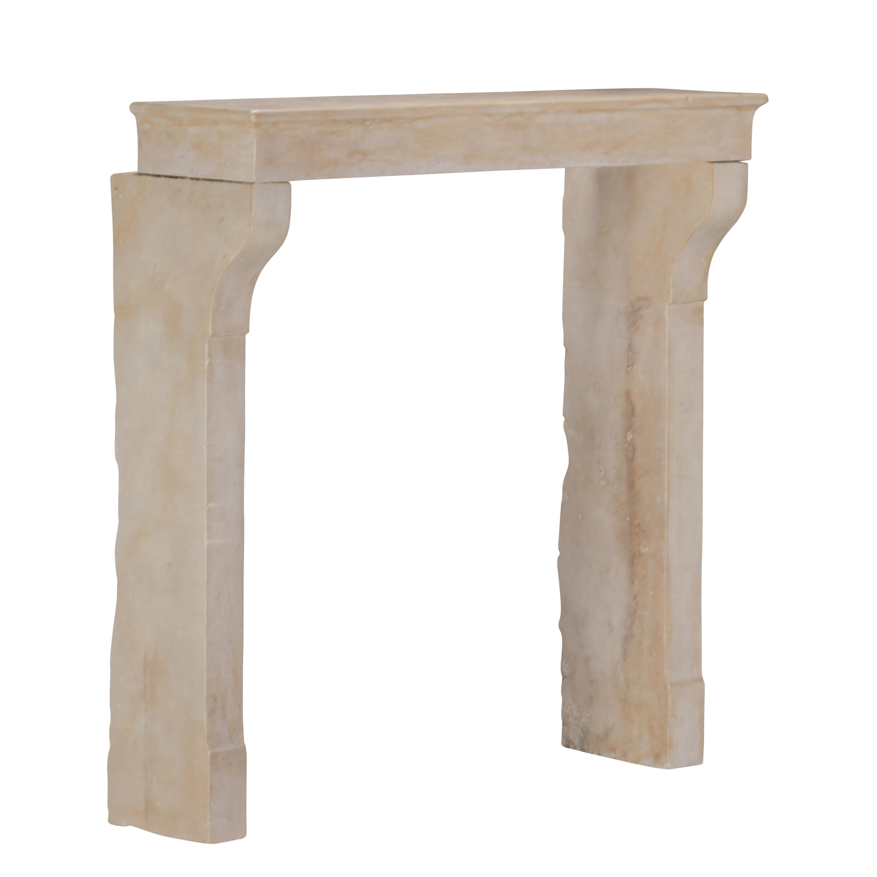 Old Fireplace - Aged Limestone - Elegant Patina - Soft Light Reflection - Design For Sale 7