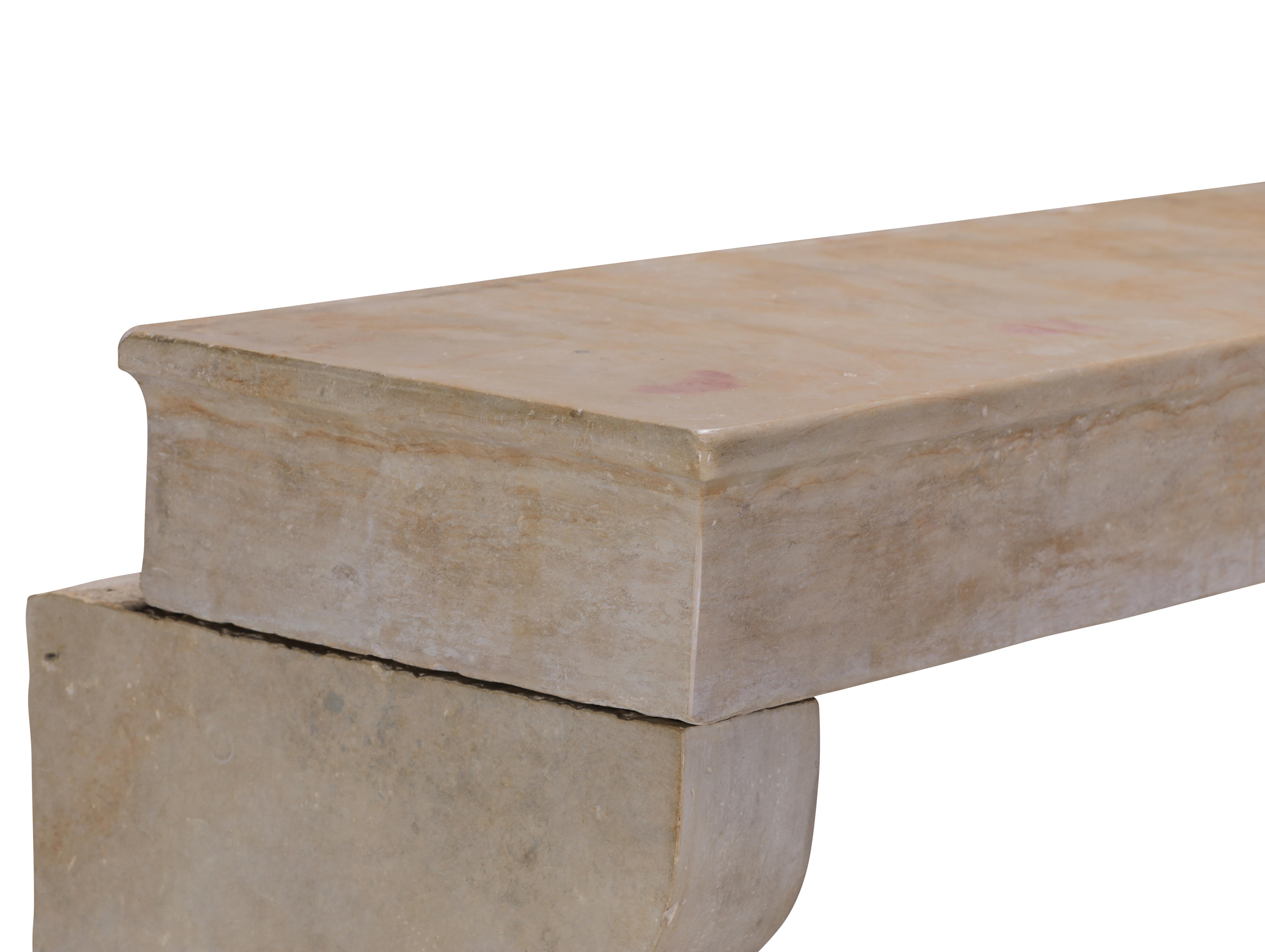 Old Fireplace - Aged Limestone - Elegant Patina - Soft Light Reflection - Design For Sale 8