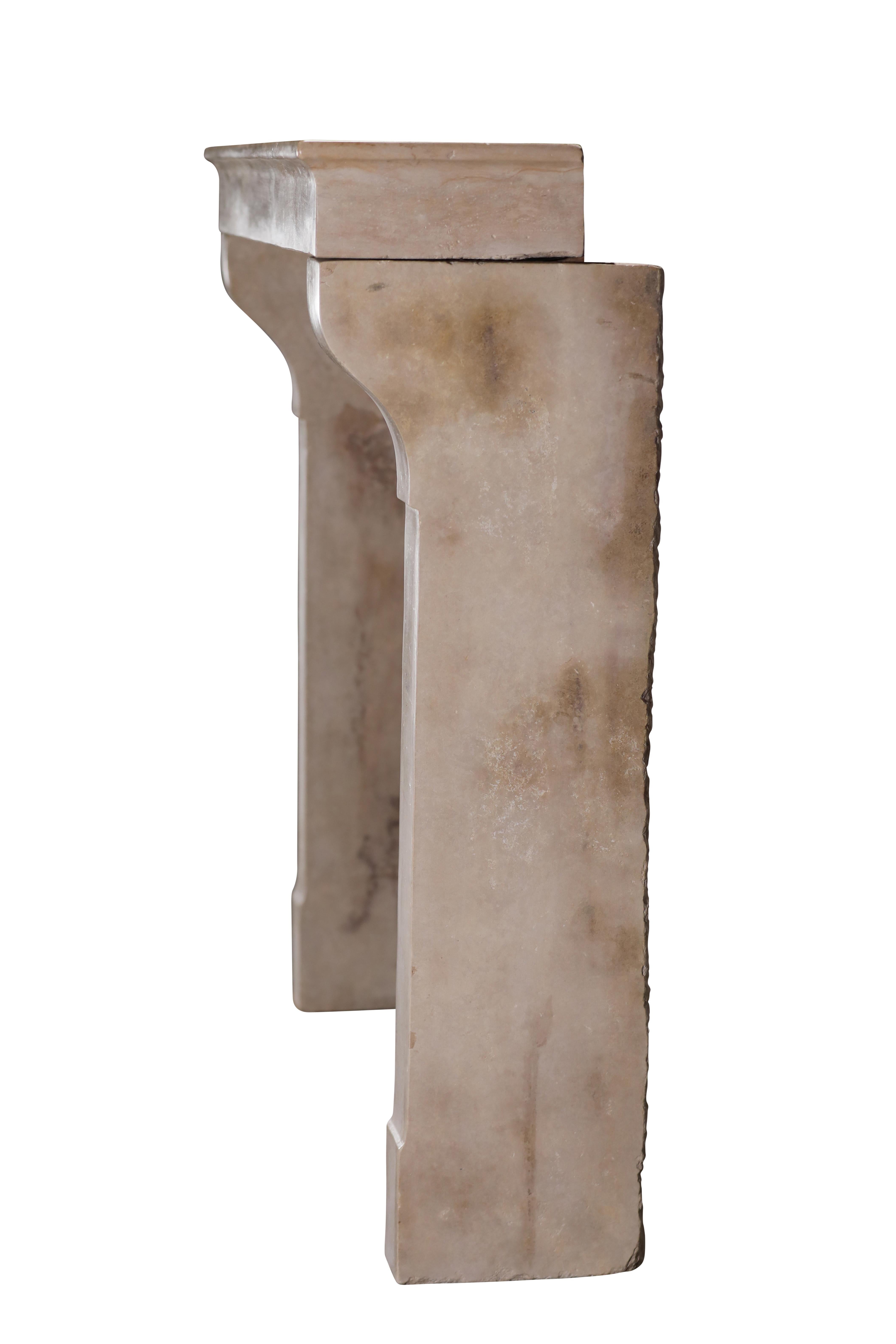 Old Fireplace - Aged Limestone - Elegant Patina - Soft Light Reflection - Design For Sale 10