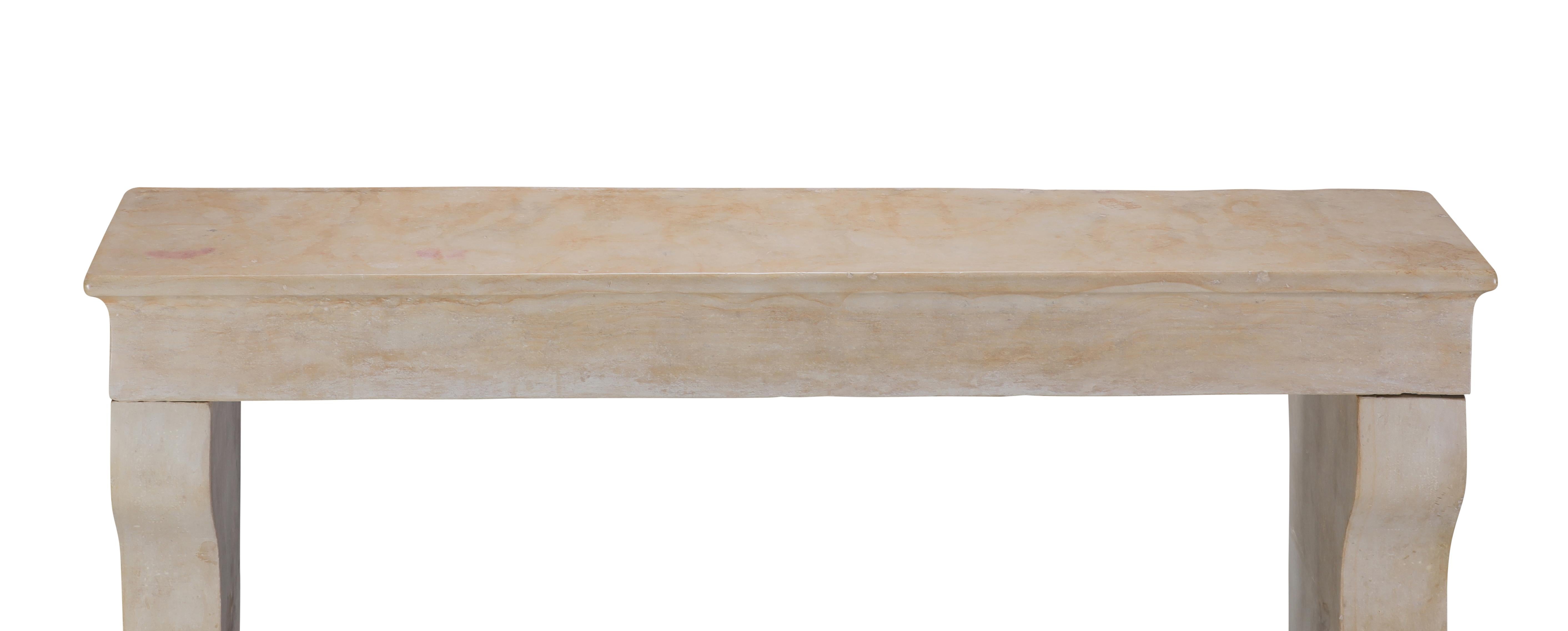 Old Fireplace - Aged Limestone - Elegant Patina - Soft Light Reflection - Design For Sale 11