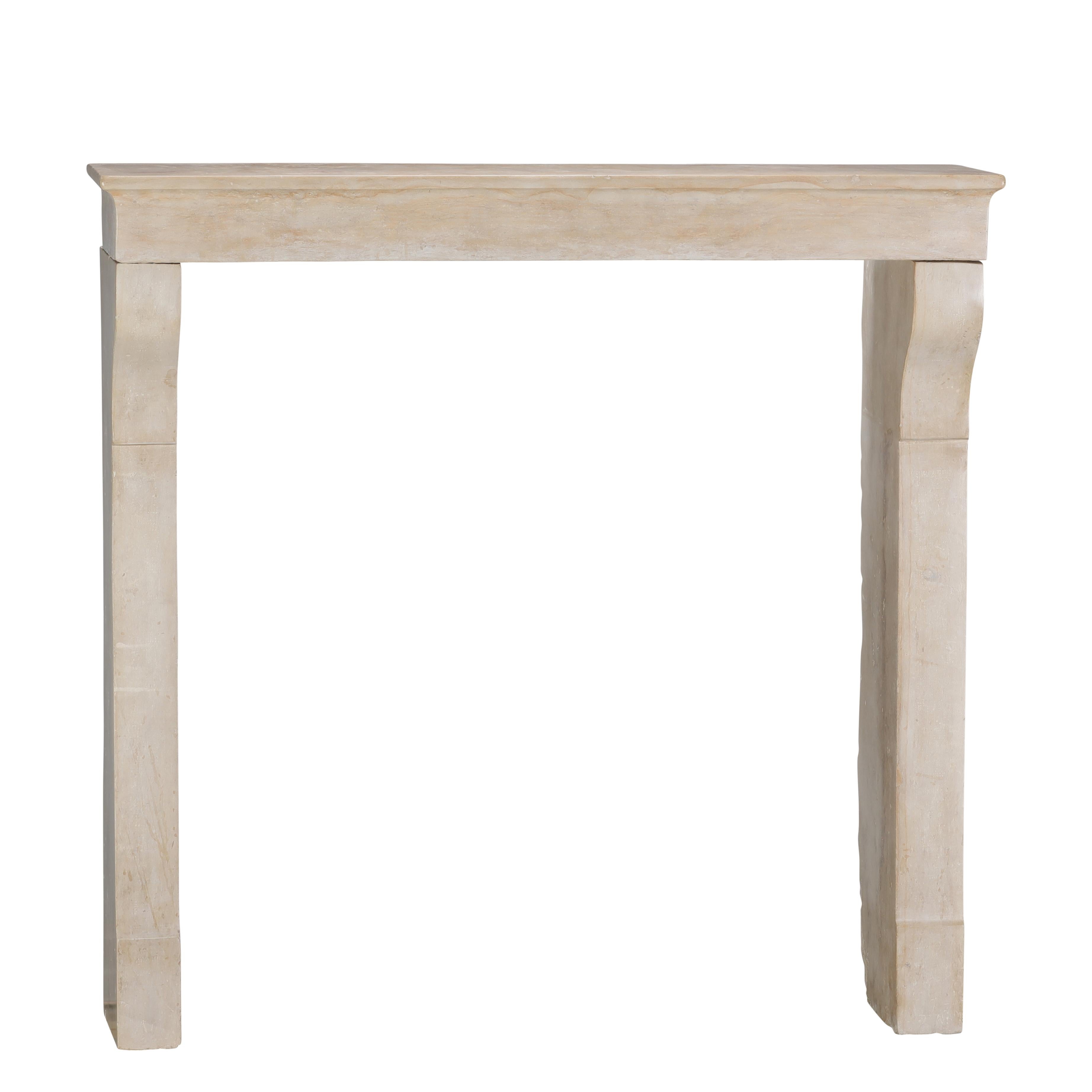 19th Century Old Fireplace - Aged Limestone - Elegant Patina - Soft Light Reflection - Design For Sale