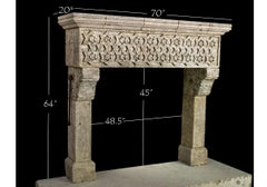 Old Fireplace Mantel - Antique Fireplace - Old Limestone fireplace mantle