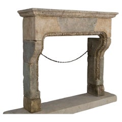 Old Fireplace Mantel - Antique Fireplace - Old Limestone fireplace mantle