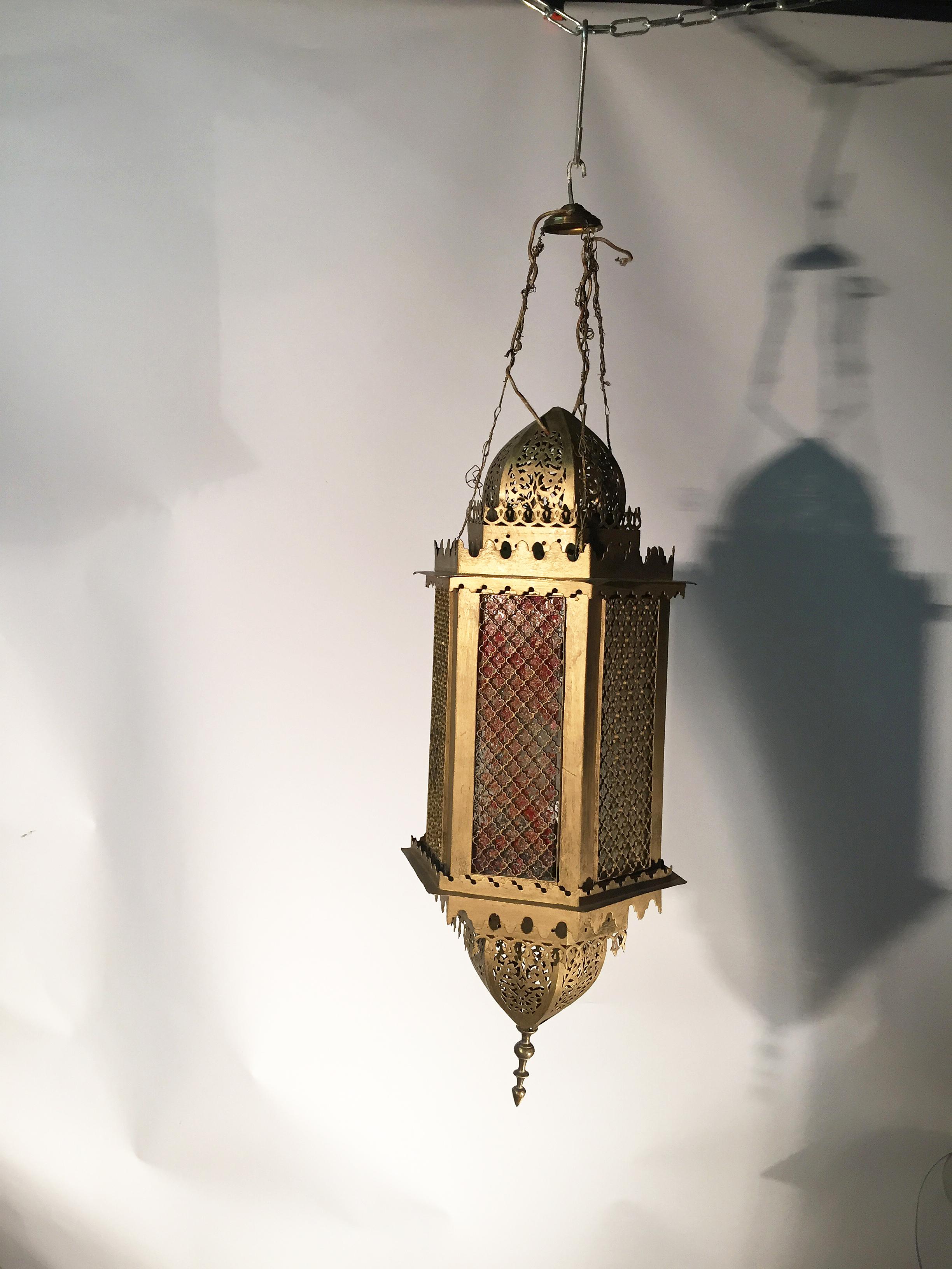 Old Flemish Lantern Brass Inspired Moorish, 19th Century For Sale 3