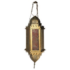 Old Flemish Lantern Brass Inspired Moorish, 19th Century
