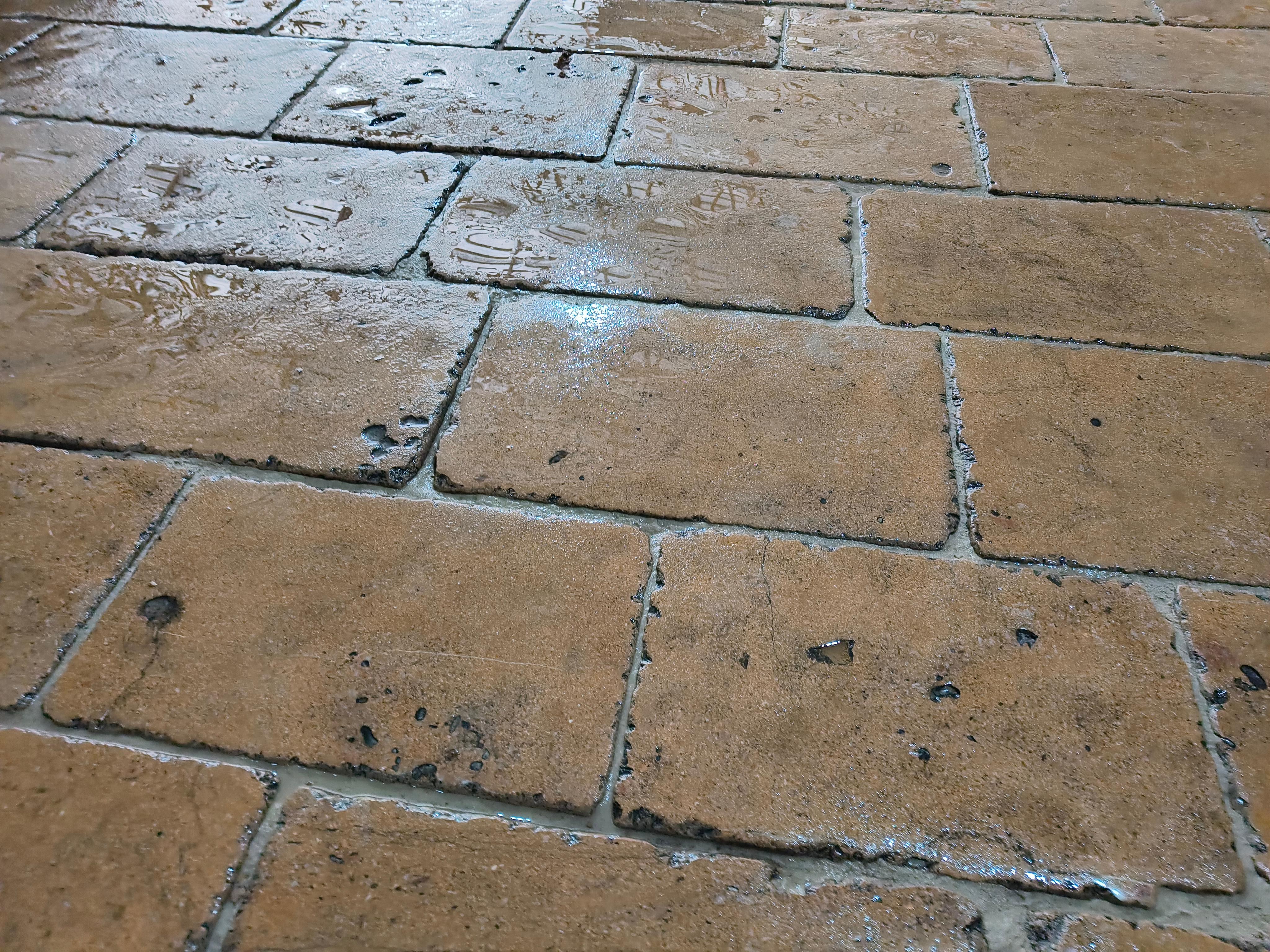 Old Flooring Antique Tile Reclaimed Limestone Vintage Salvaged Cladding Rustic In Distressed Condition For Sale In Costa Mesa, CA