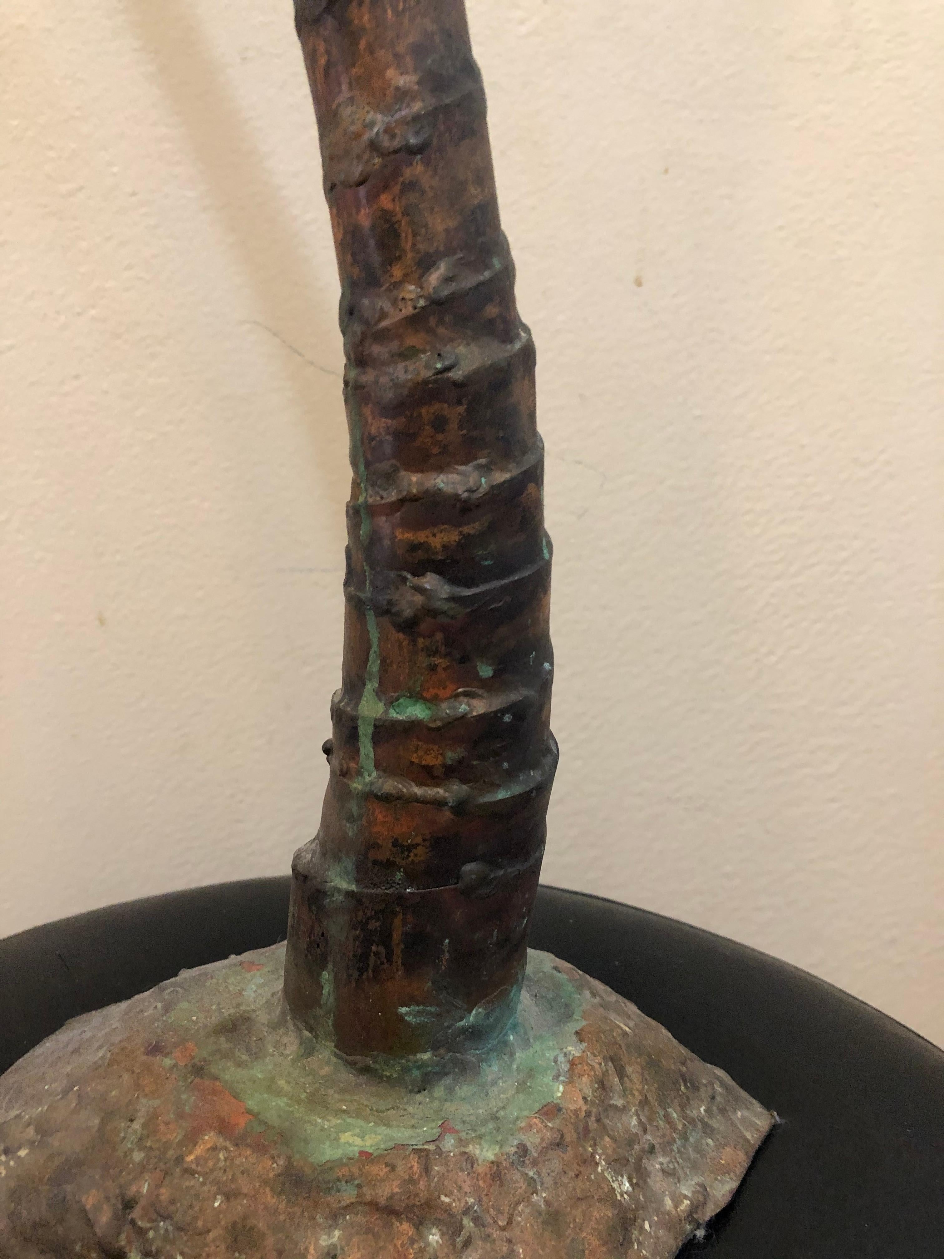 Américain Ancienne sculpture de palmier de Floride en bronze et cuivre antique en vente