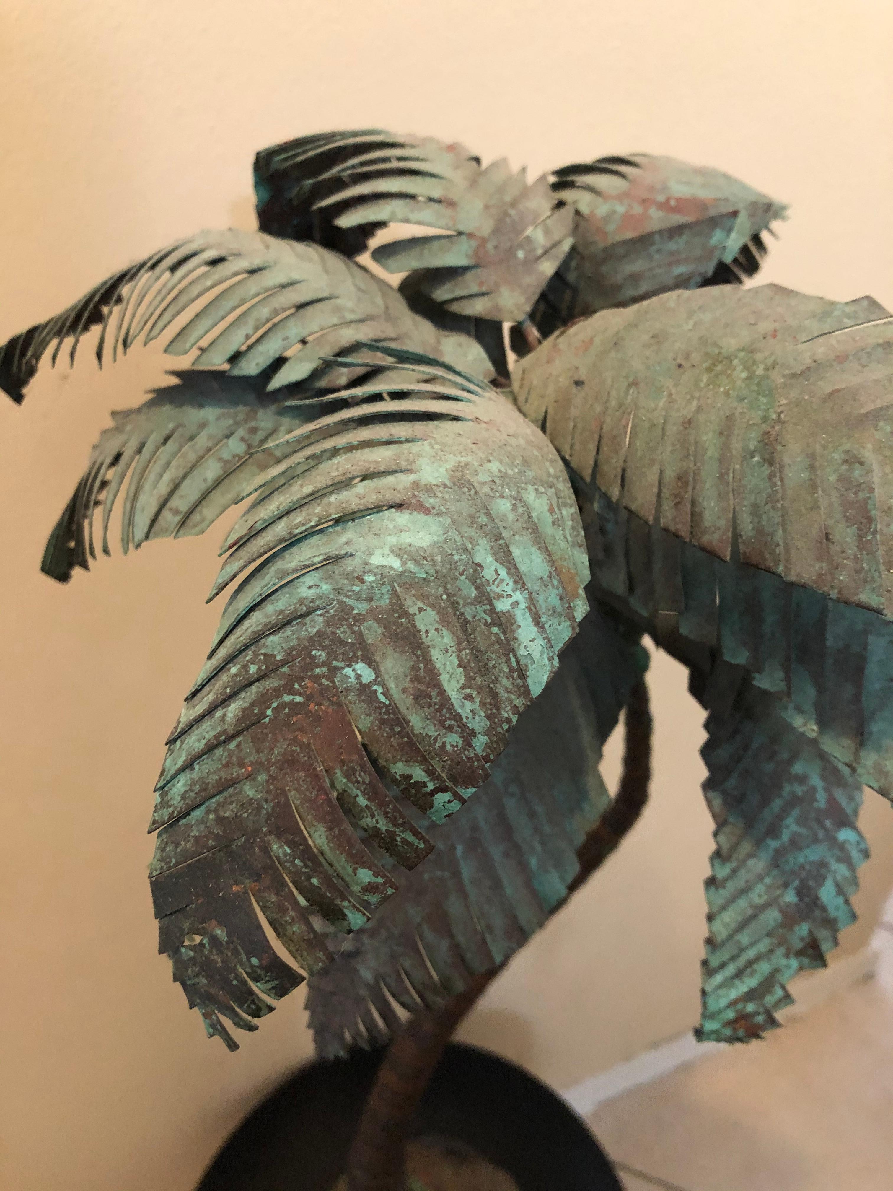 20ième siècle Ancienne sculpture de palmier de Floride en bronze et cuivre antique en vente
