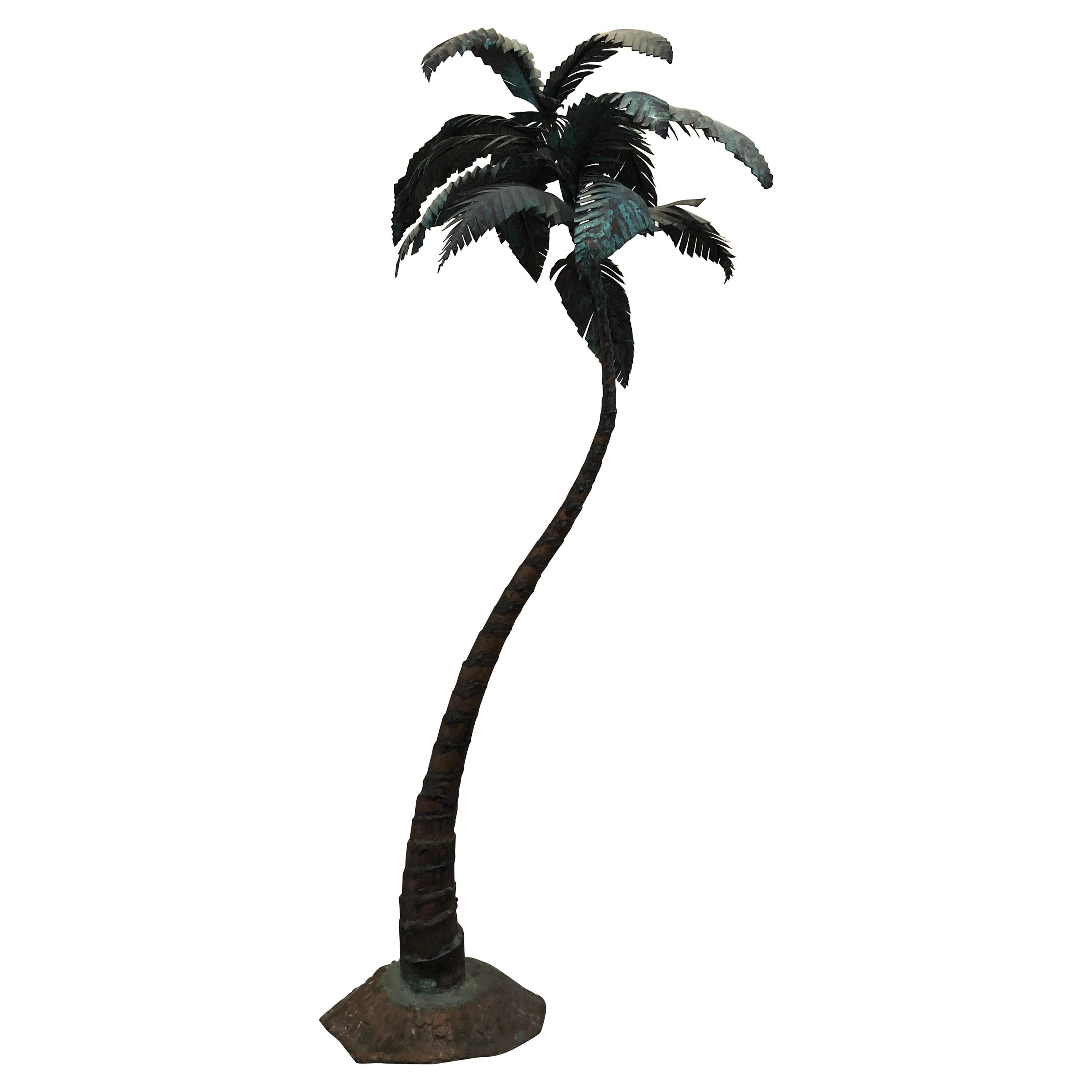 Old Florida Antique Bronze and Copper Palm Tree Sculpture
